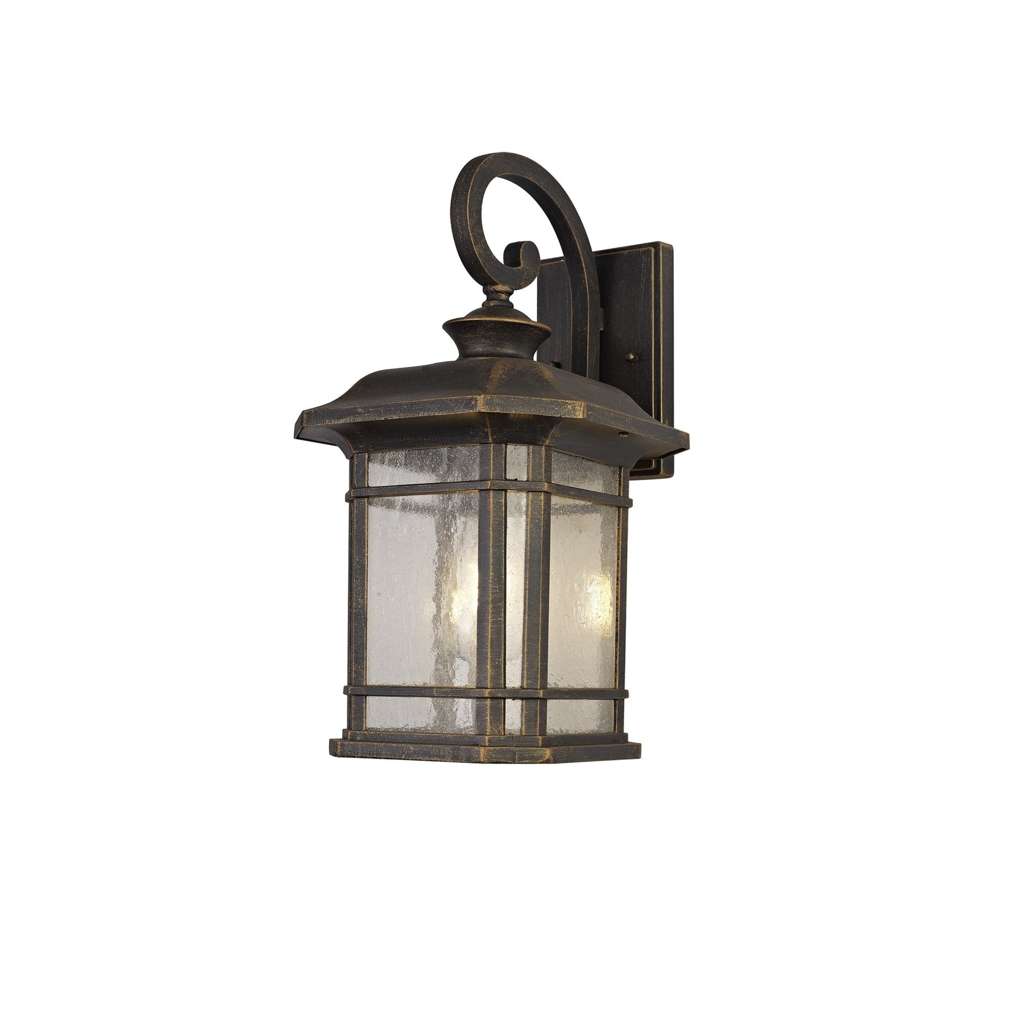 Fabula Highstone Large Single Wall Lamp - Brushed Black Gold & Seeded Glass - IP54