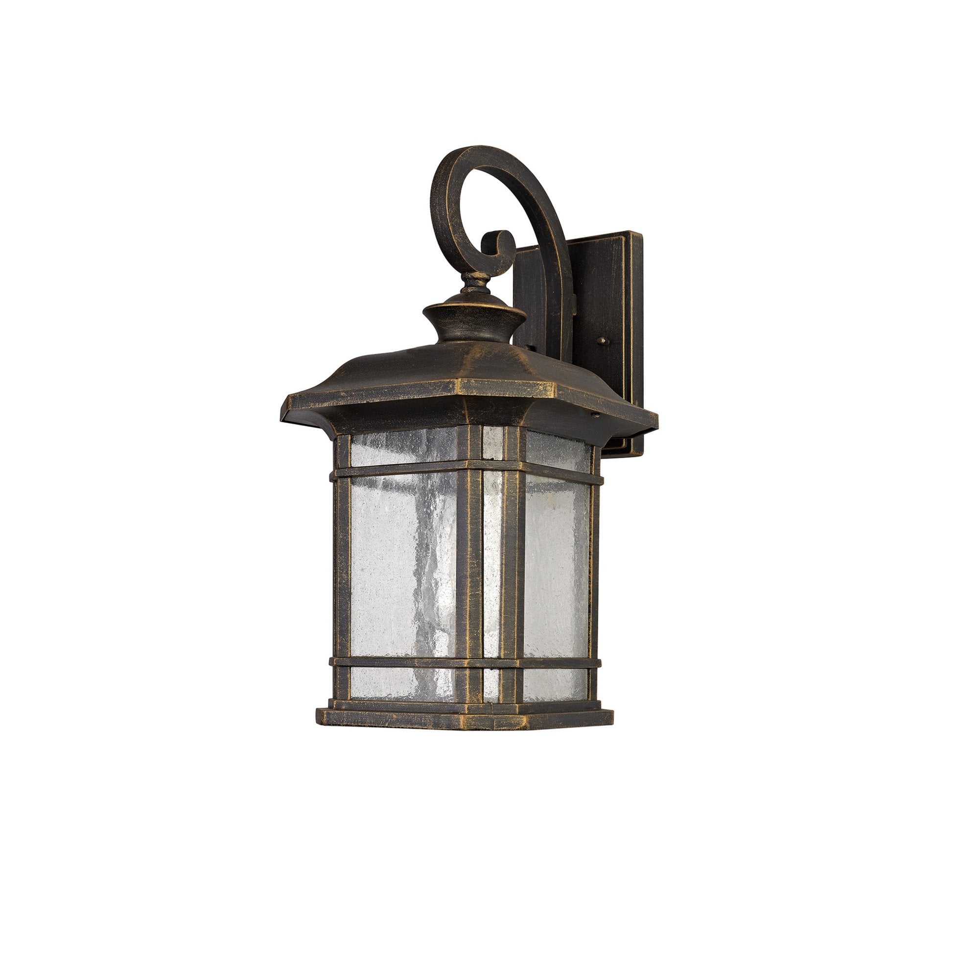 Fabula Highstone Large Single Wall Lamp - Brushed Black Gold & Seeded Glass - IP54