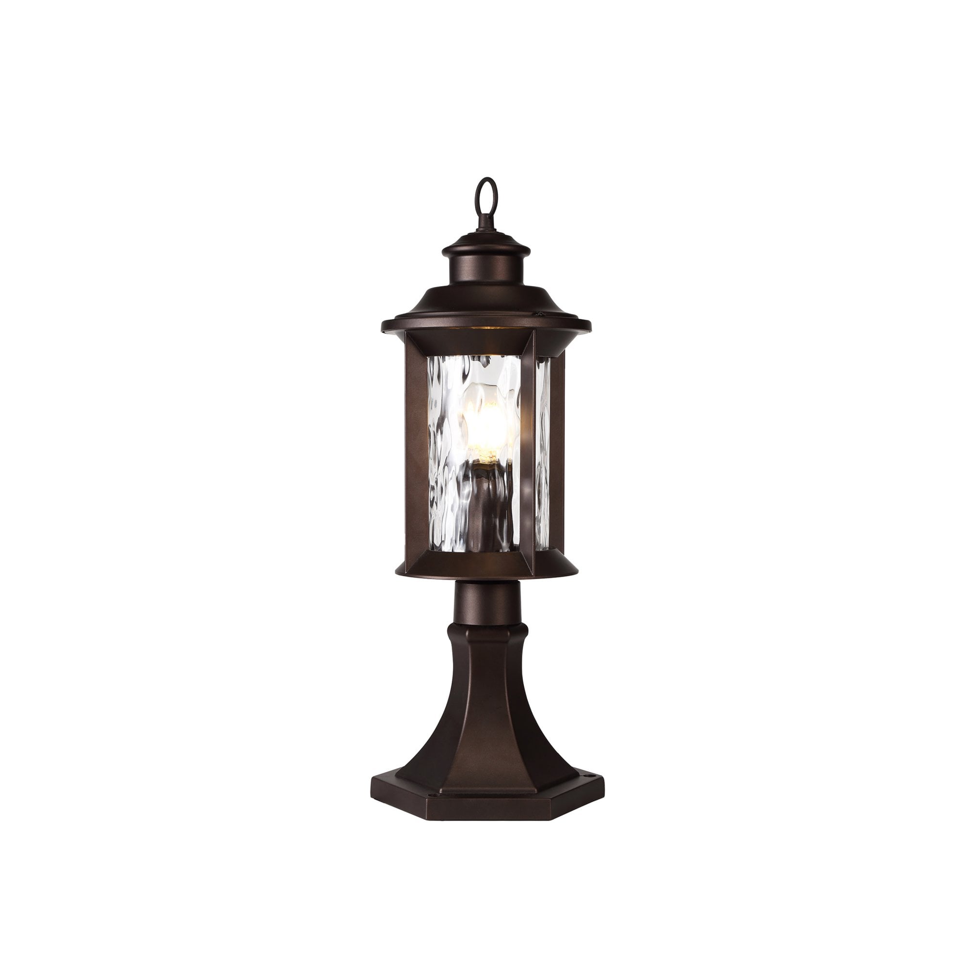 Fabula Bellamy Pedestal Lamp - Antique Bronze & Clear Ripple Glass - IP54