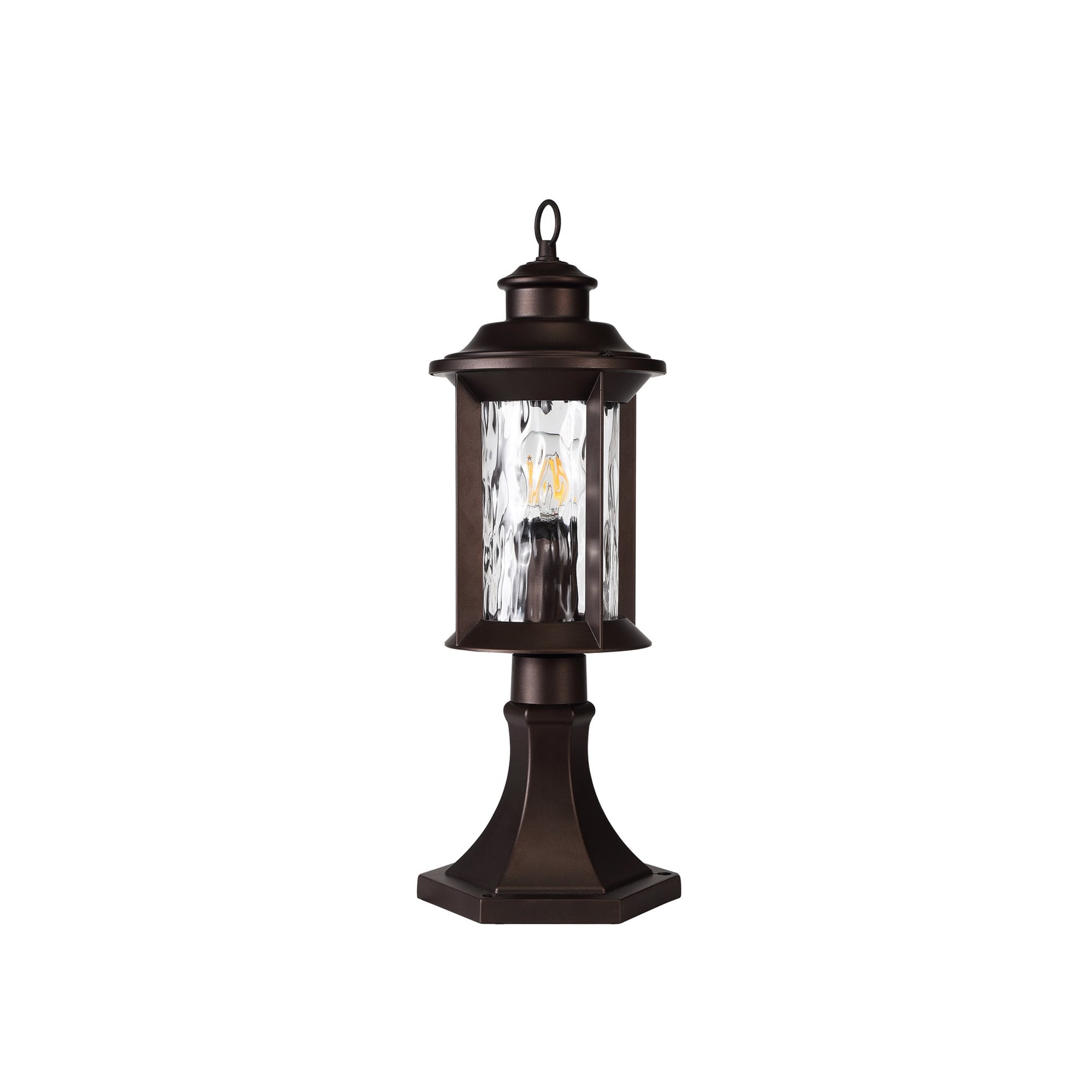 Fabula Bellamy Pedestal Lamp - Antique Bronze & Clear Ripple Glass - IP54