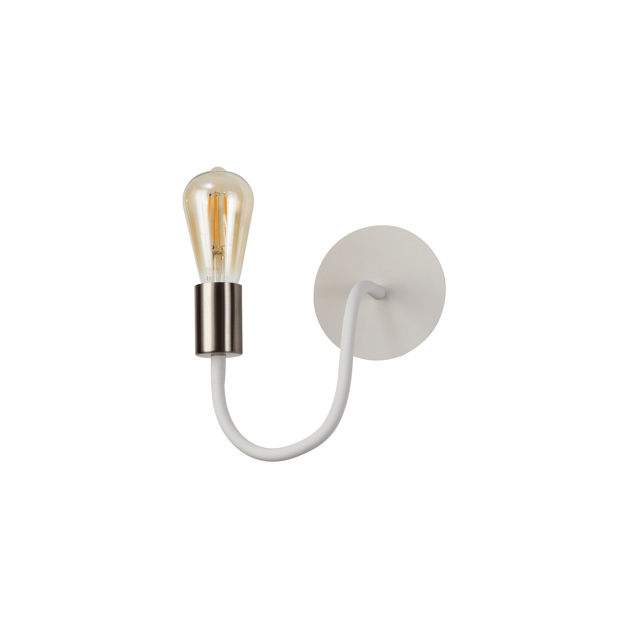 Fabula Hartwell Single Flexible Wall Lamp - Satin White & Satin Nickel