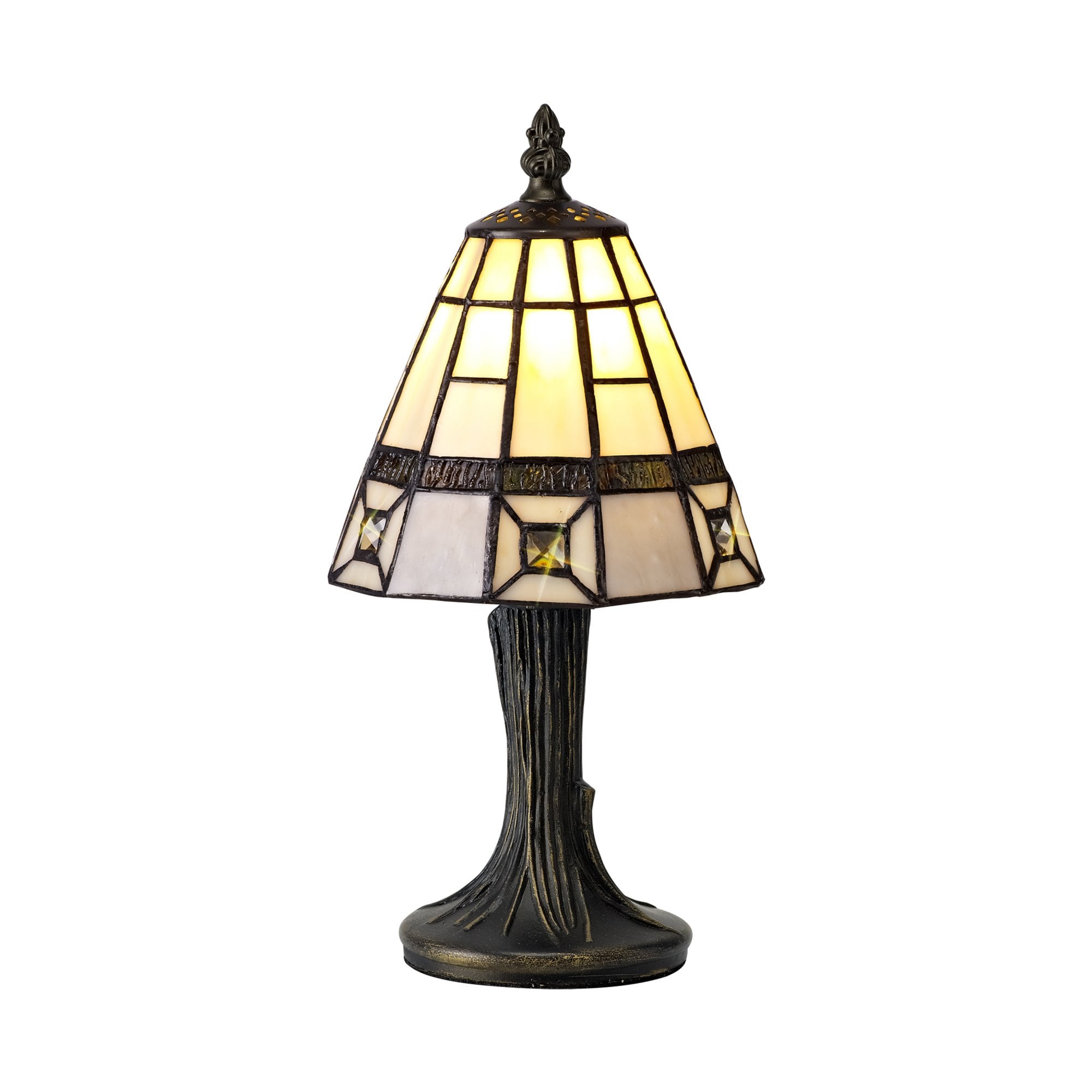 Fabula Swan Tiffany Table Lamp - Cream & Grey