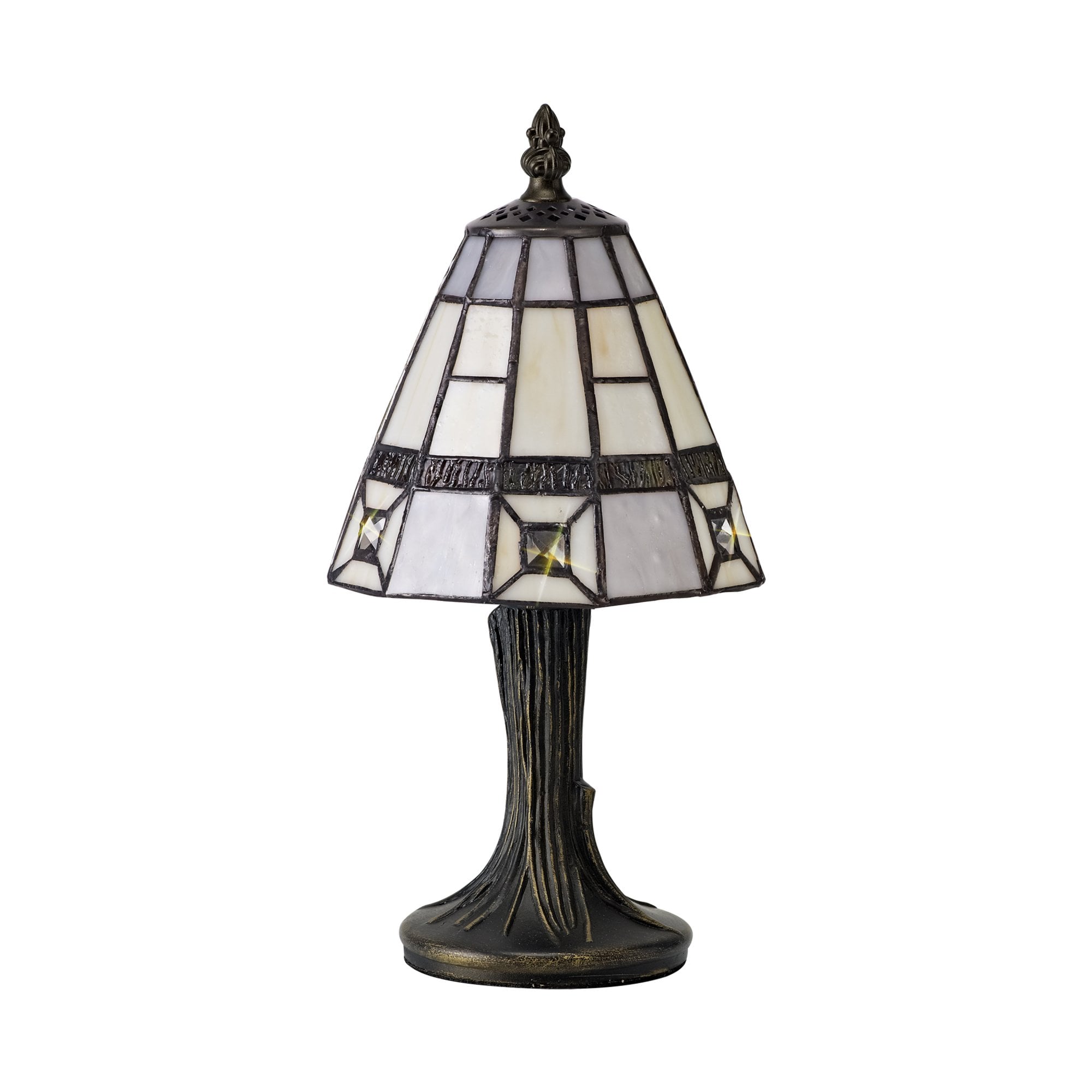 Fabula Swan Tiffany Table Lamp - Cream & Grey
