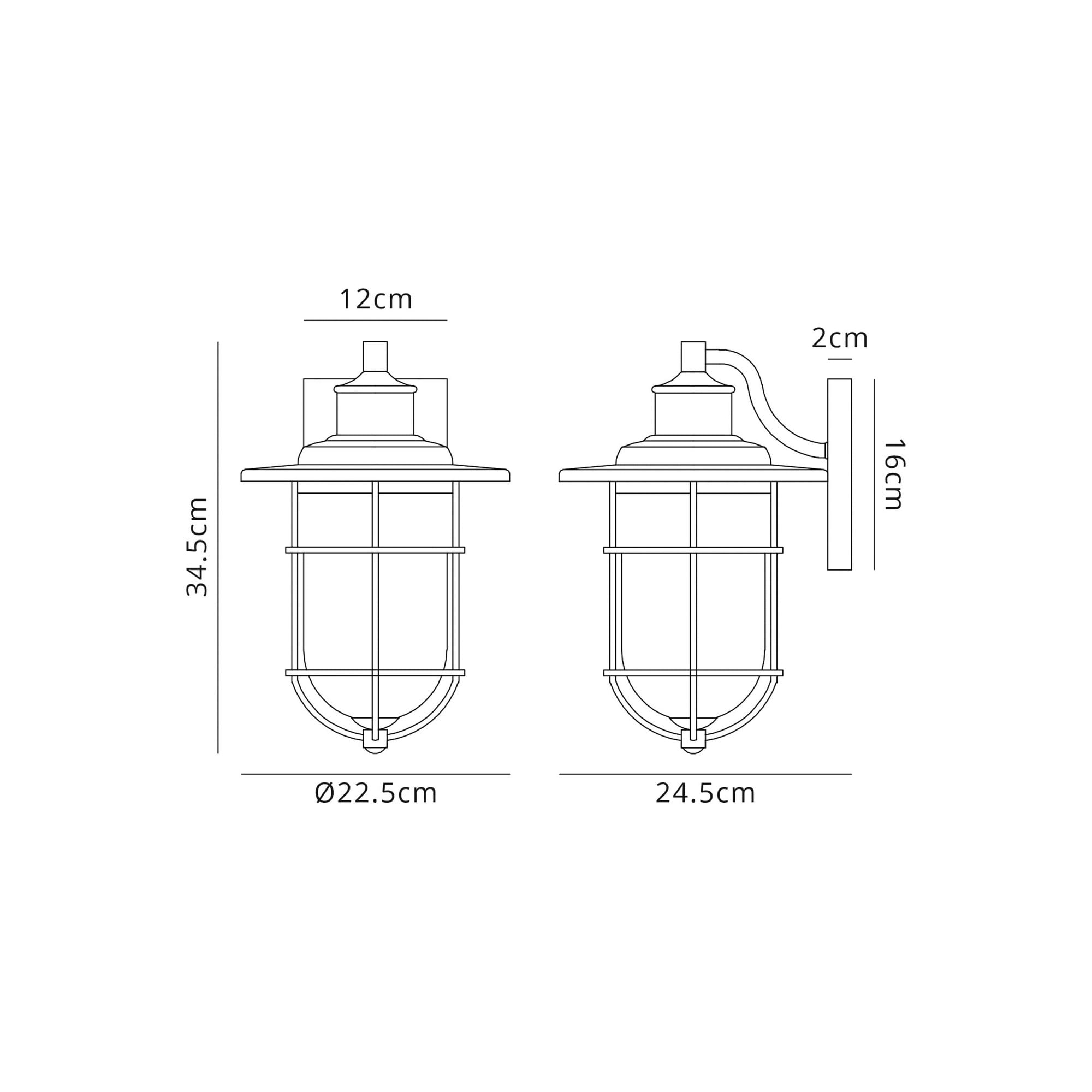 Fabula Rivenhall Single Wall Lamp - Black/Gold & Seeded Clear Glass - IP54