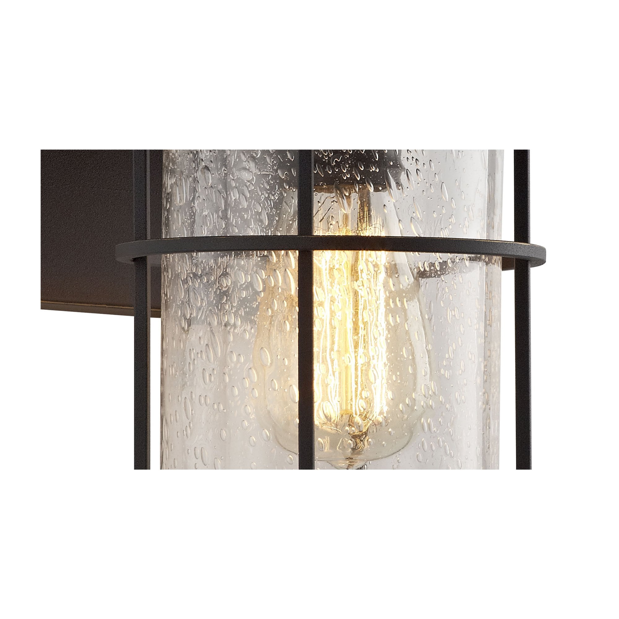 Fabula Rivenhall Single Wall Lamp - Black/Gold & Seeded Clear Glass - IP54