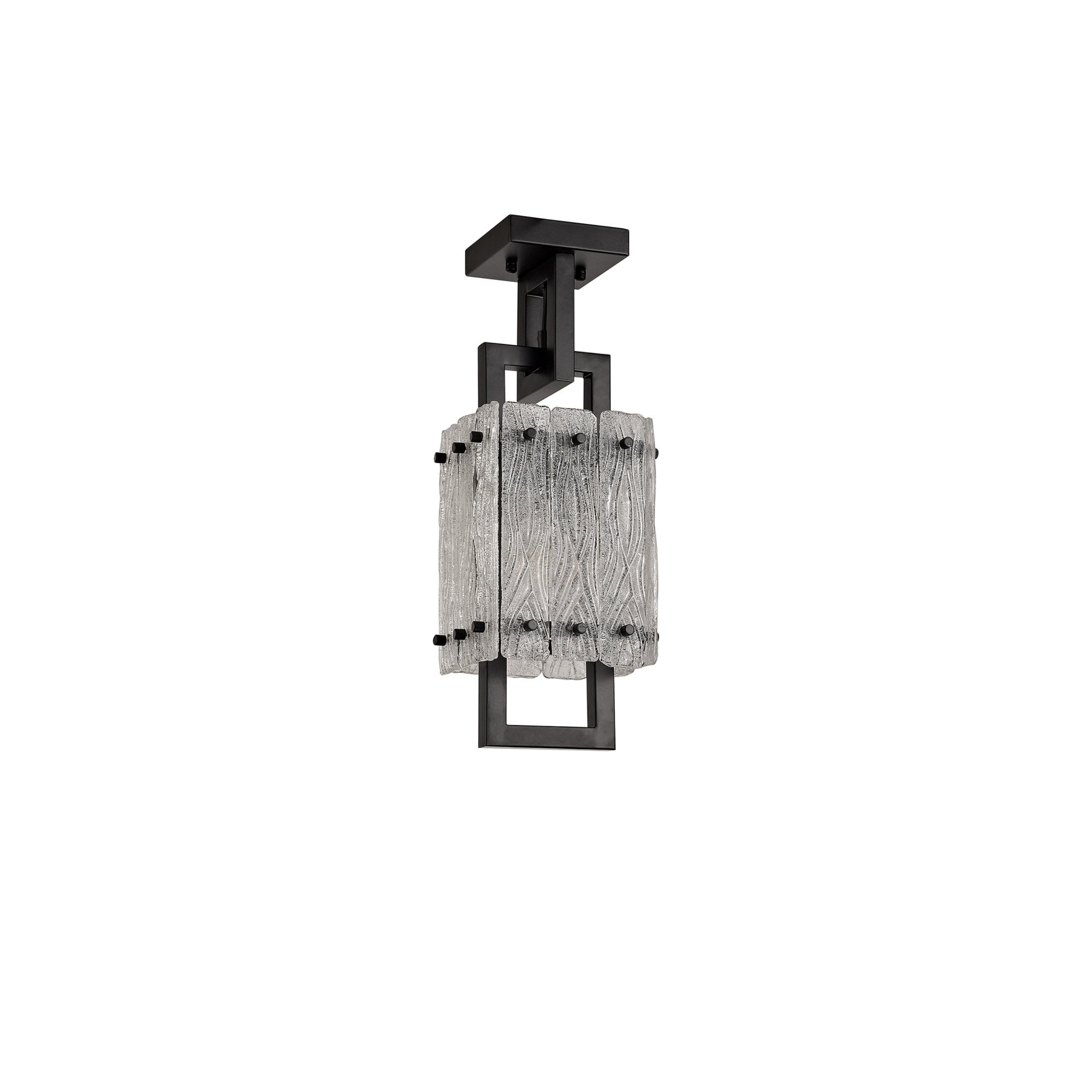 Fabula Sutton Small Single Square Pendant - Matt Black & Crystal Sand Glass
