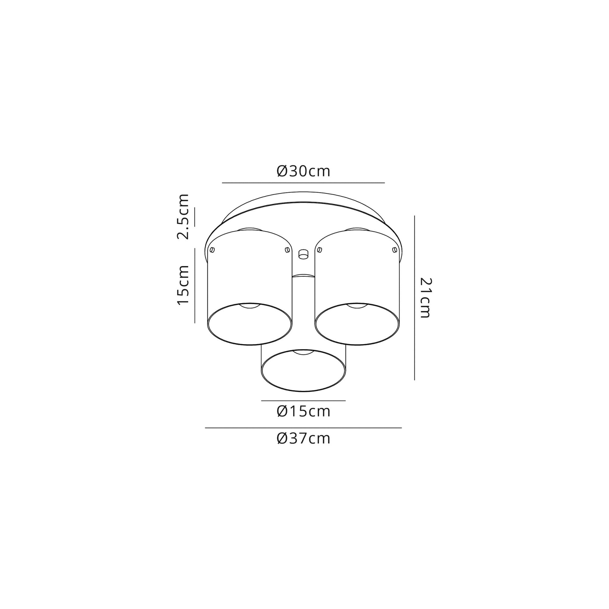 Fabula Kendon 3 Light Round Flush Light - Black & Smoke Fade Glass