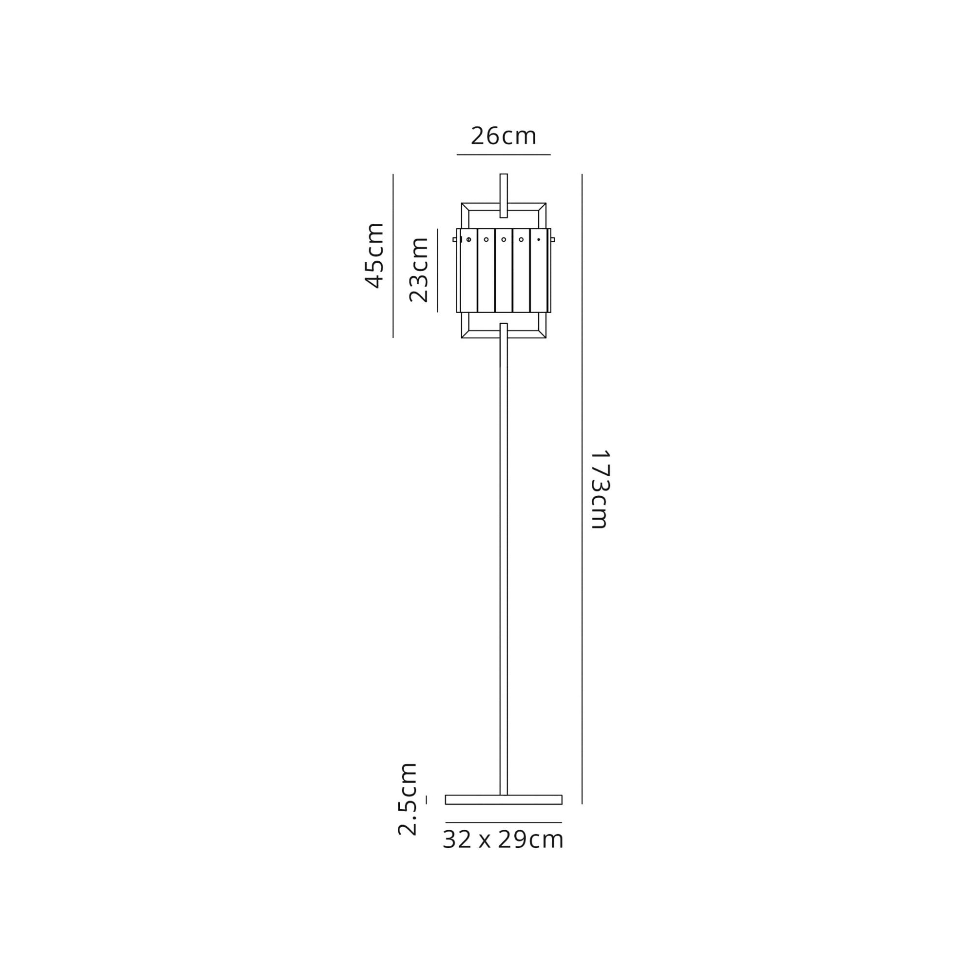 Fabula Sutton 2 Light Floor Lamp - Matt Black & Crystal Sand Glass