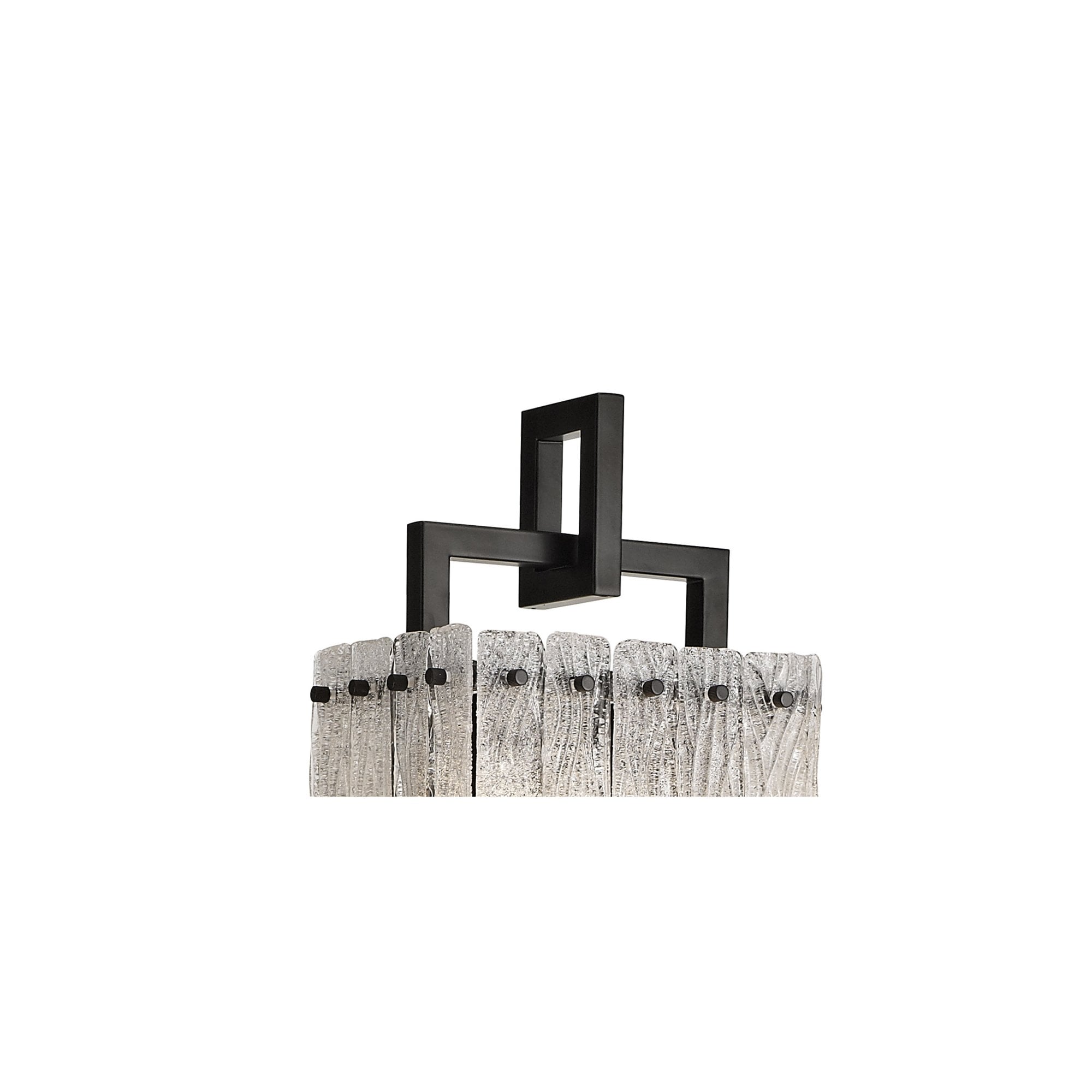 Fabula Sutton 2 Light Floor Lamp - Matt Black & Crystal Sand Glass
