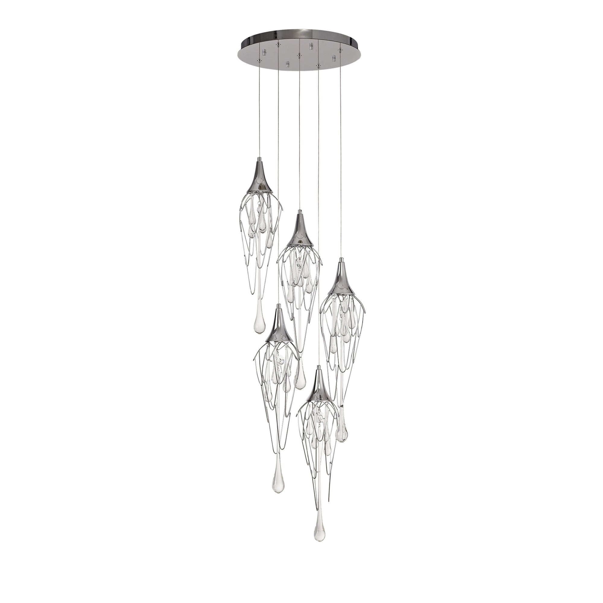 Fabula Albion 5 Light Round Pendant - Polished Chrome