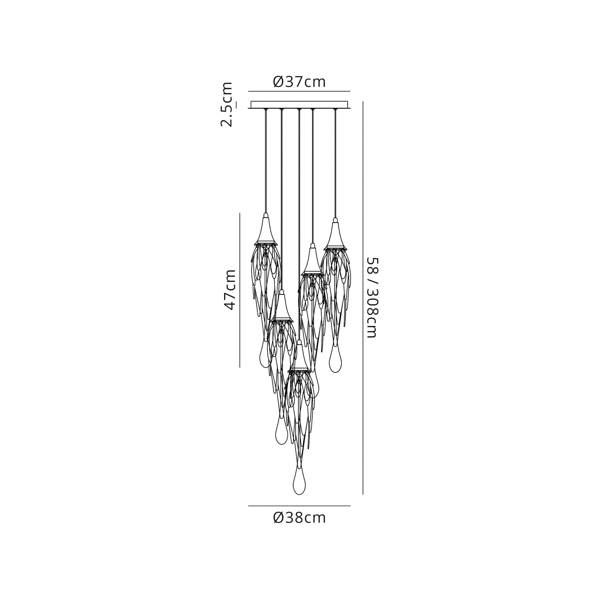 Fabula Albion 5 Light Round Pendant - Polished Chrome