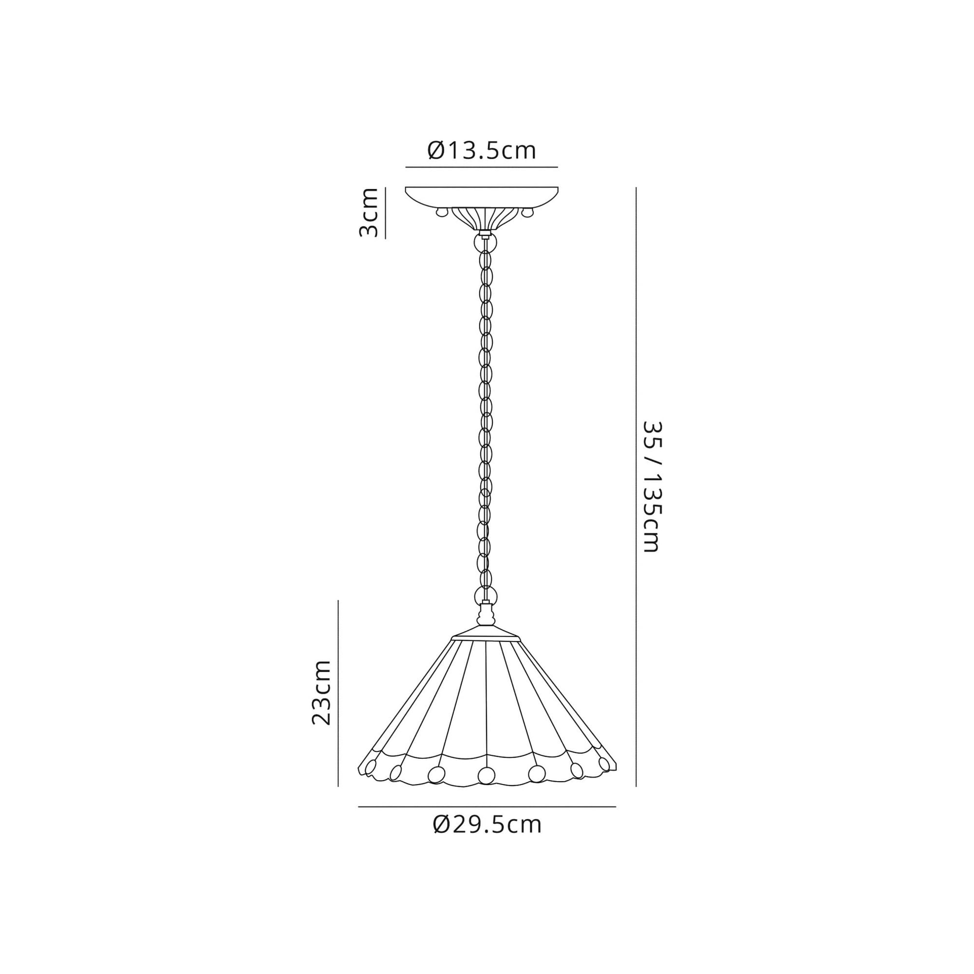 Fabula Amberley 3 Light Downlighter Pendant - 30cm Tiffany Shade - Red & Cream