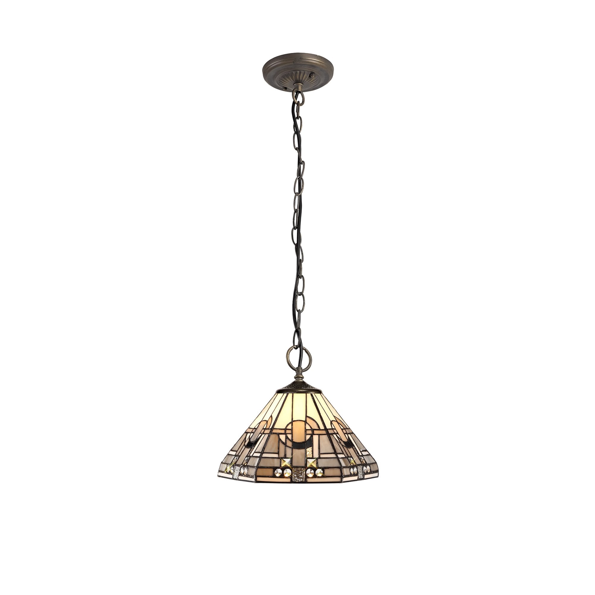 Fabula Cranbourne 3 Light Downlighter Pendant - 30cm Tiffany Shade - Grey