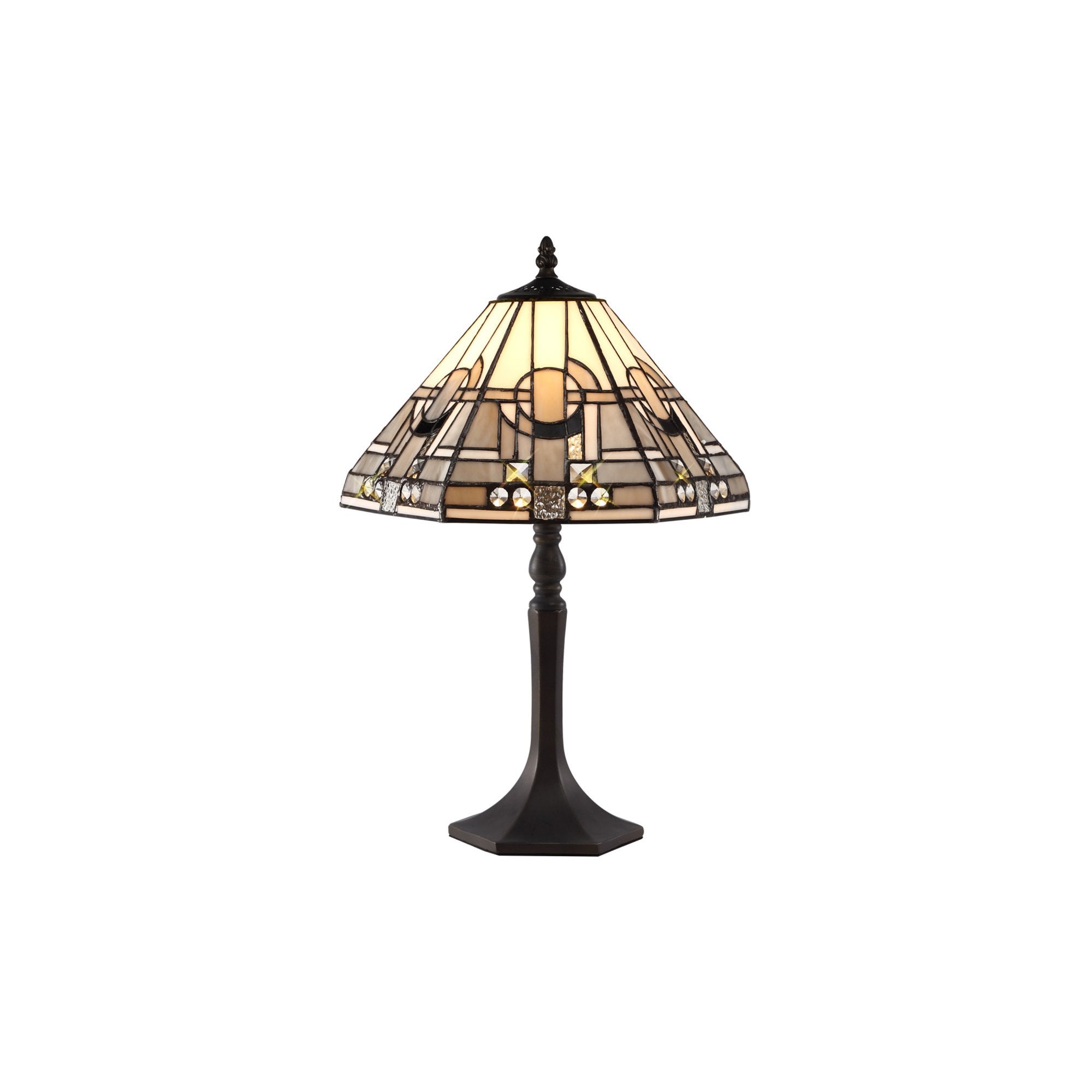 Fabula Cranbourne Single Octagonal Table Lamp - 30cm Tiffany Shade - Grey
