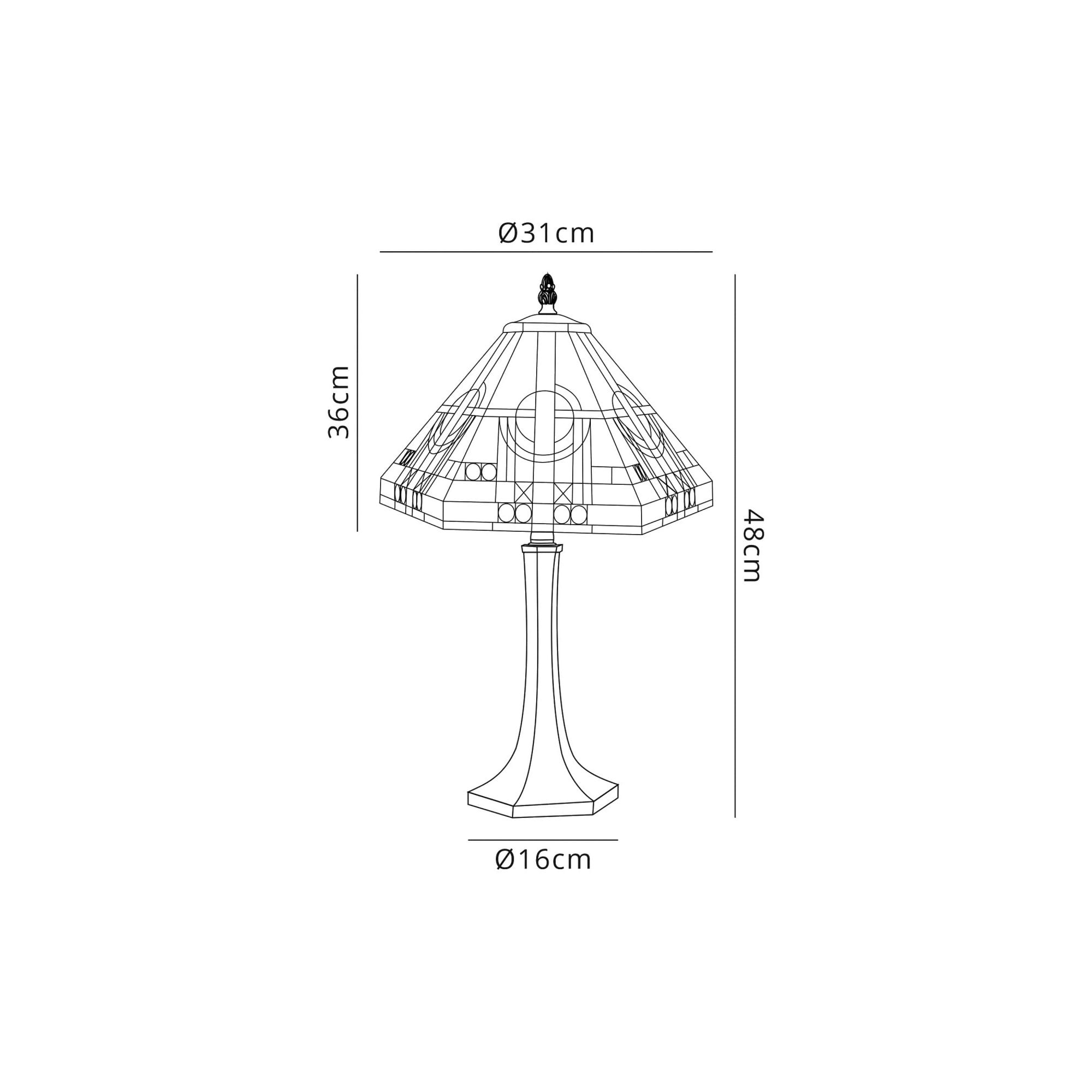 Fabula Cranbourne Single Octagonal Table Lamp - 30cm Tiffany Shade - Grey