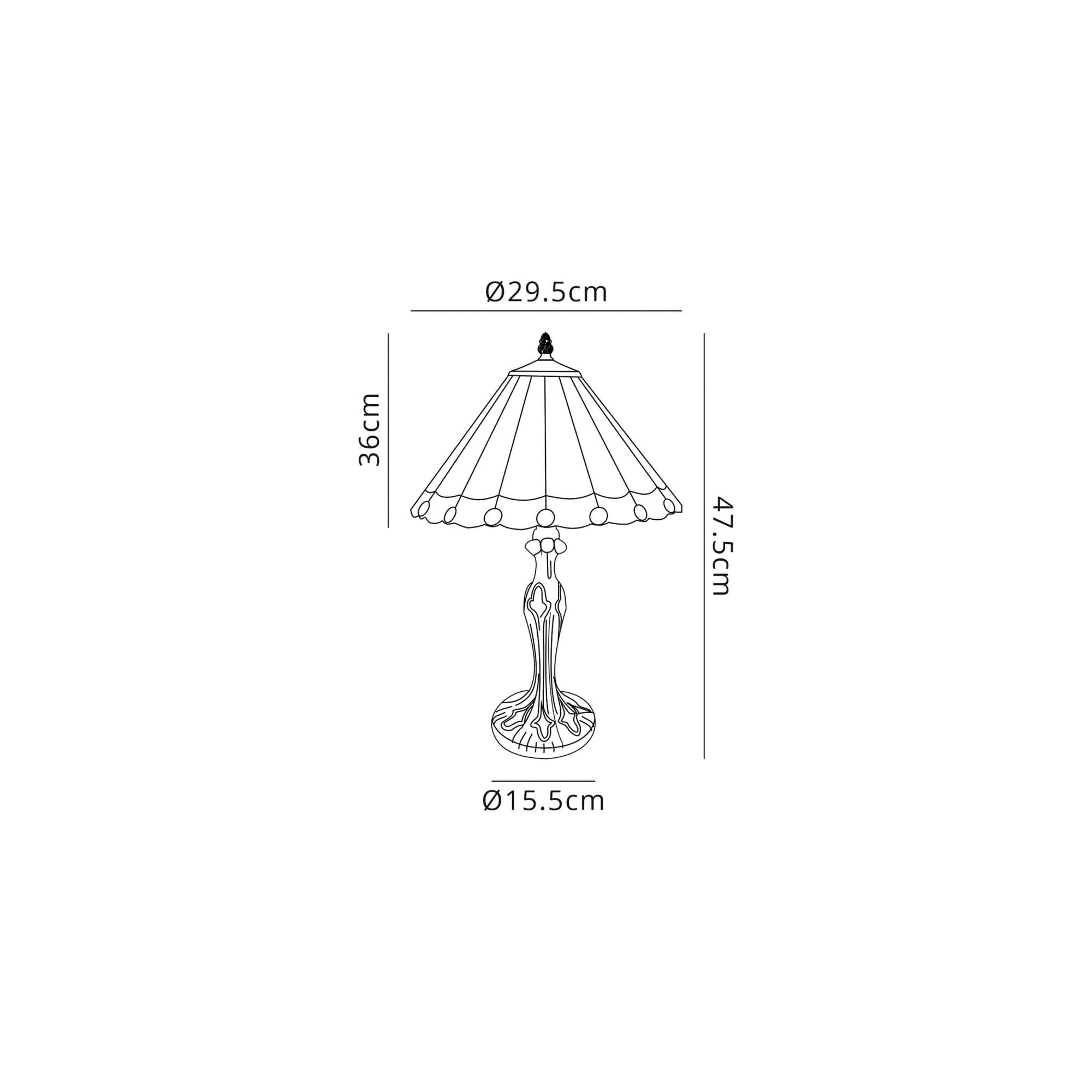 Fabula Amberley Single Curved Table Lamp - 30cm Tiffany Shade - Green & Cream