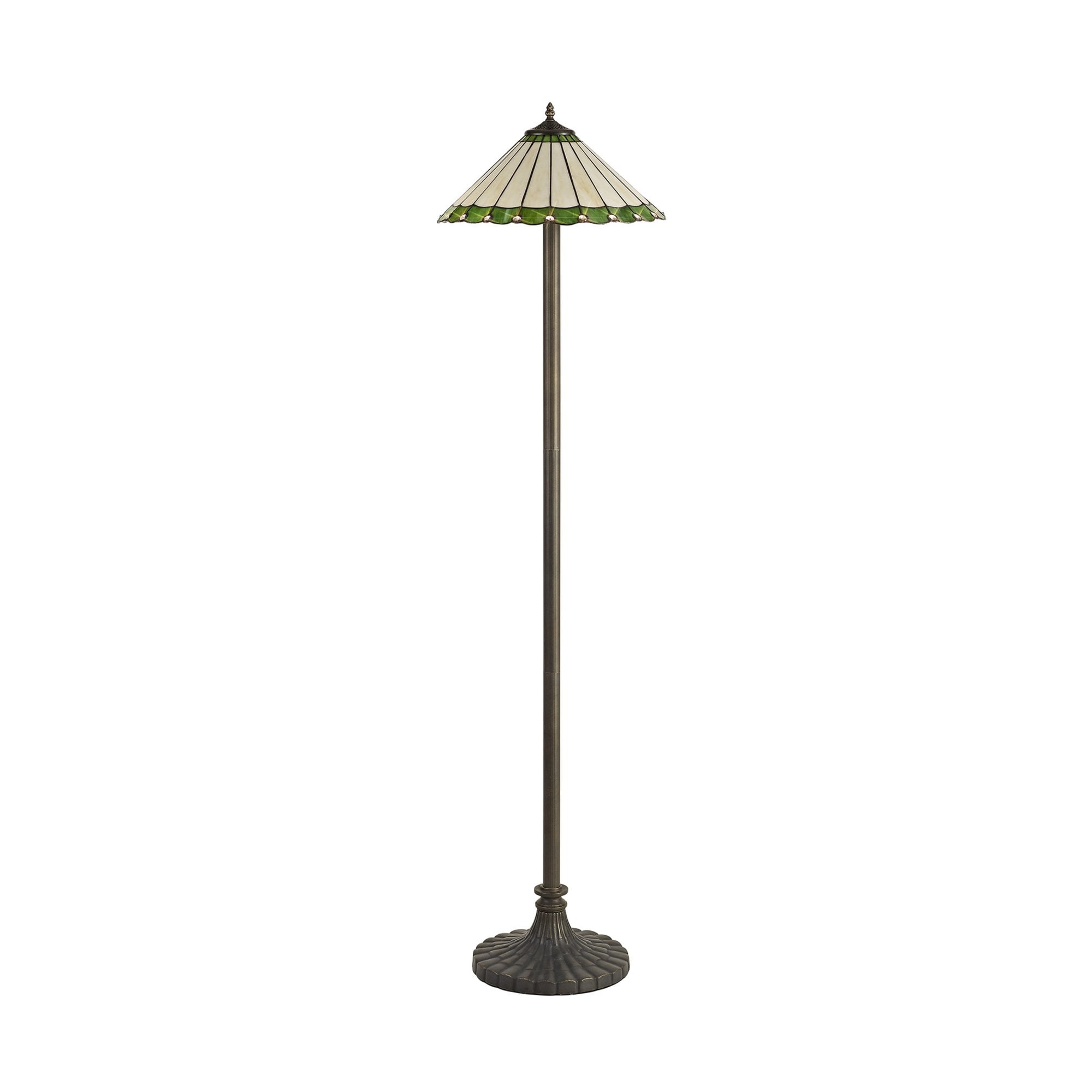 Fabula Amberley 2 Light Stepped Design Floor Lamp - 40cm Tiffany Shade - Green & Cream