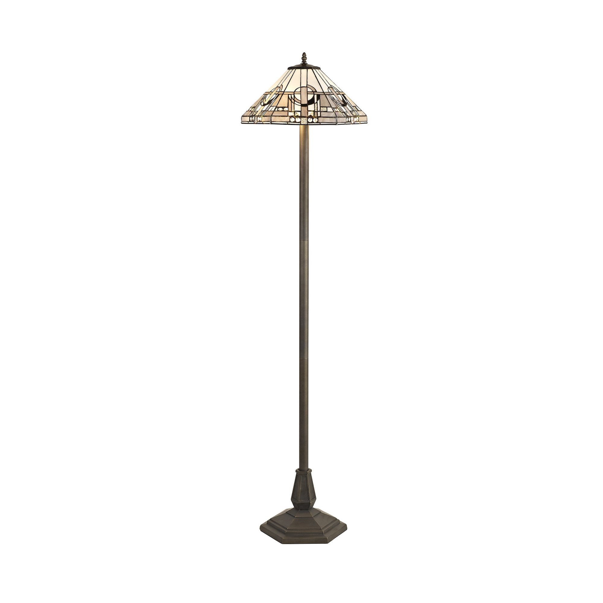 Fabula Cranbourne 2 Light Octagonal Floor Lamp - 40cm Tiffany Shade - Grey