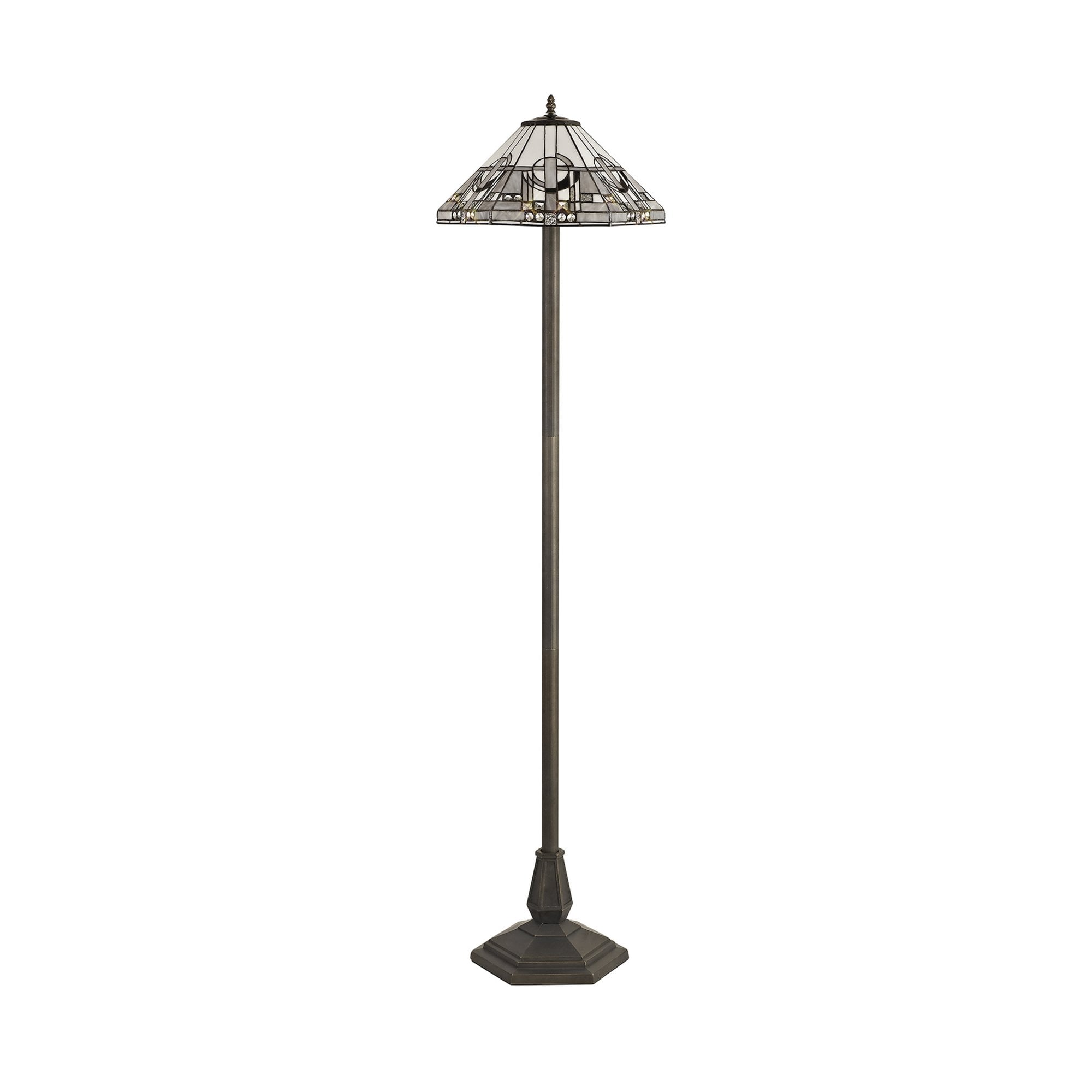 Fabula Cranbourne 2 Light Octagonal Floor Lamp - 40cm Tiffany Shade - Grey