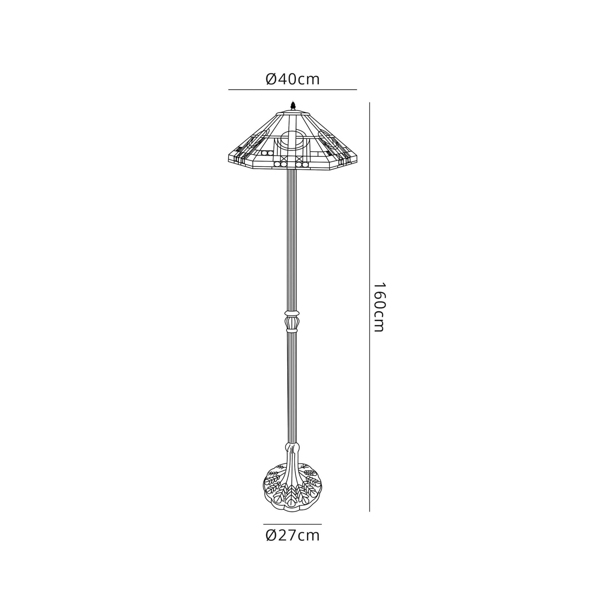 Fabula Cranbourne 2 Light Leaf Design Floor Lamp - 40cm Tiffany Shade - Grey