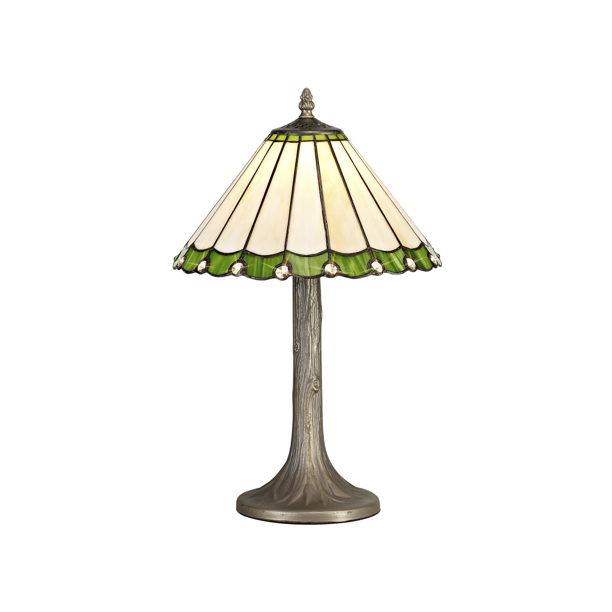Fabula Amberley Single Tree Like Table Lamp - 30cm Tiffany Shade - Green & Cream