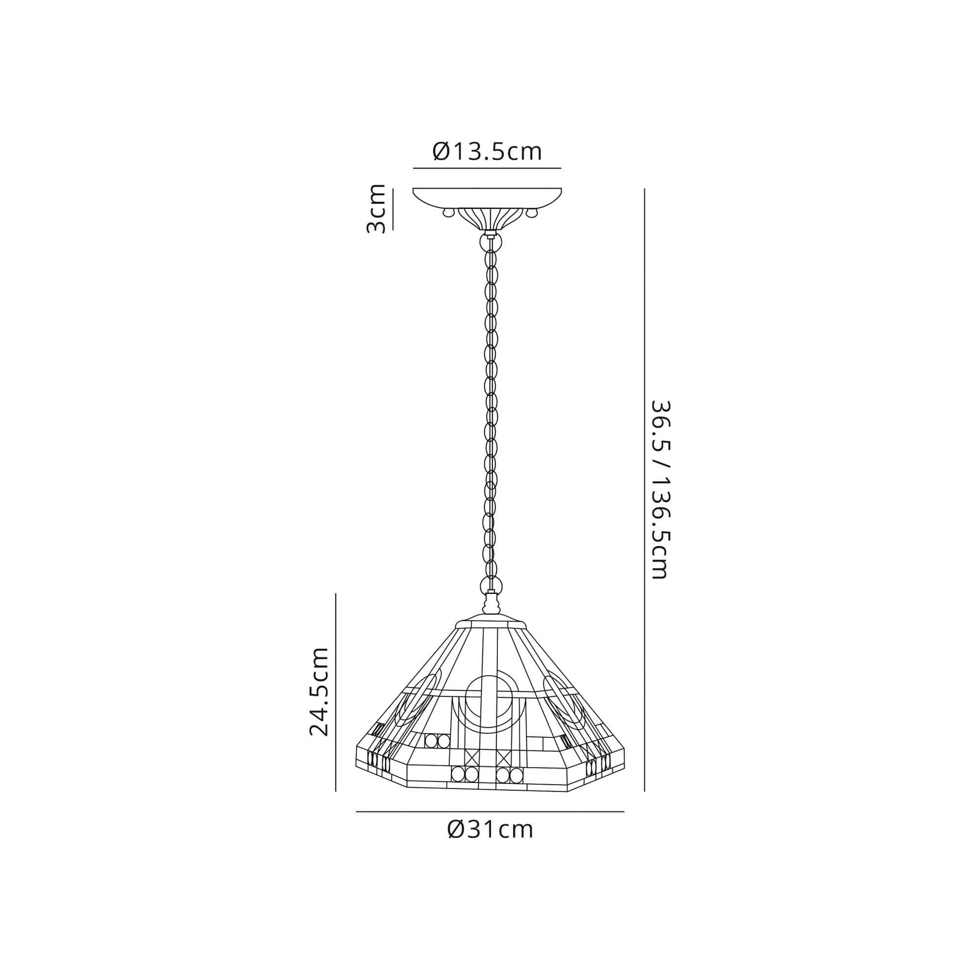 Fabula Cranbourne 2 Light Downlighter Pendant - 30cm Tiffany Shade - Grey