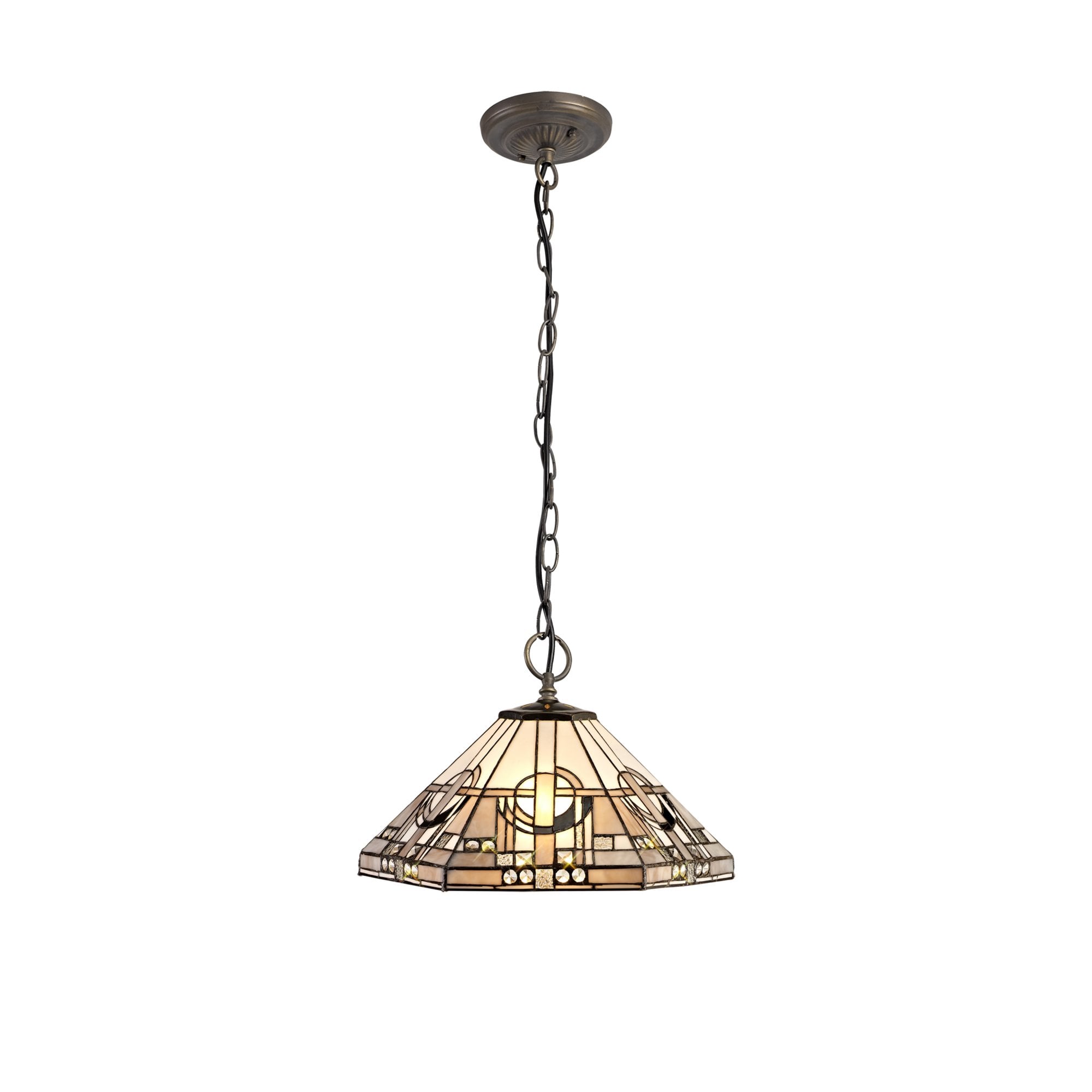 Fabula Cranbourne 3 Light Downlighter Pendant - 40cm Tiffany Shade - Grey