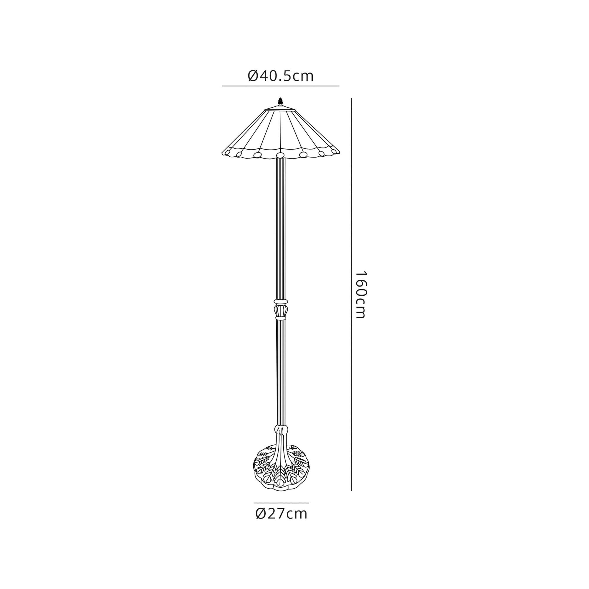 Fabula Amberley 2 Light Leaf Design Floor Lamp - 40cm Tiffany Shade - Red & Cream