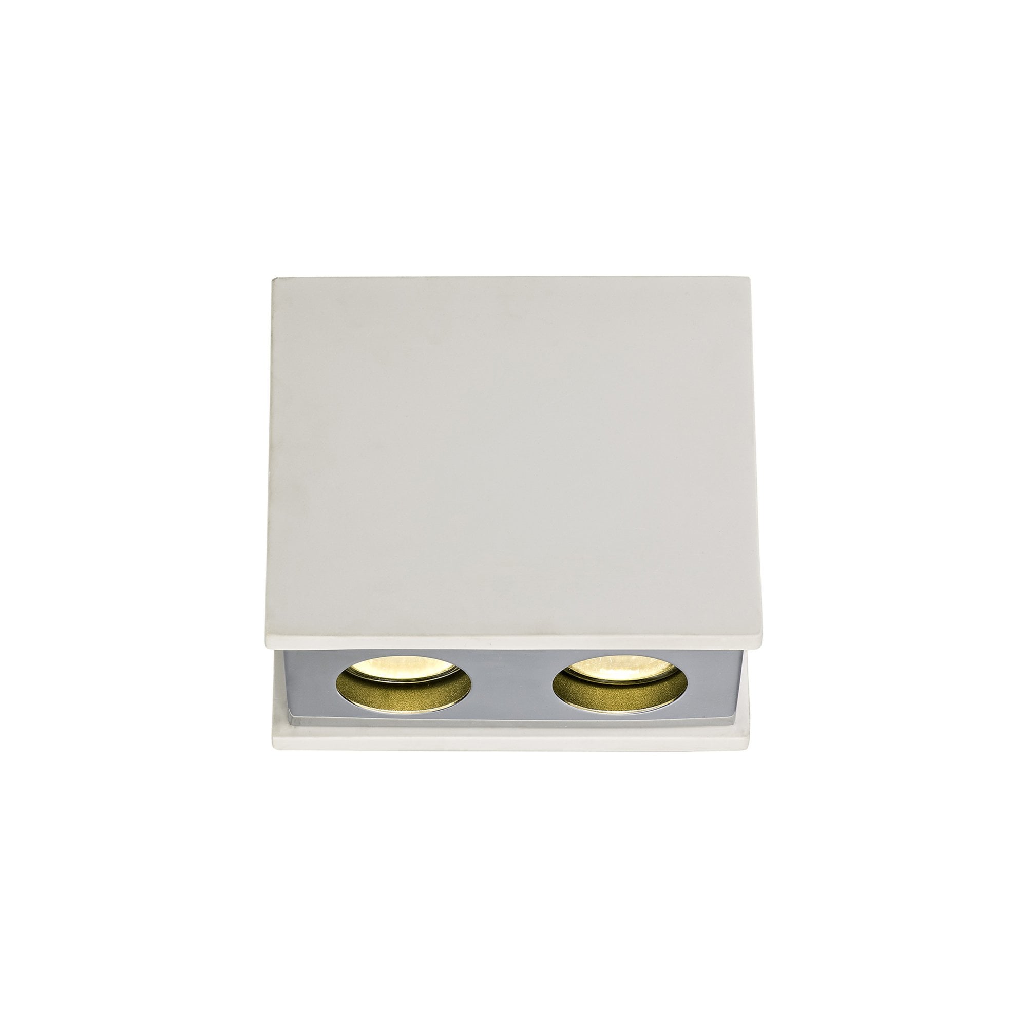 Fabula Trevose 2 Light Rectangular Ceiling Spot Light - White Paintable Gypsum & Polished Chrome Cover