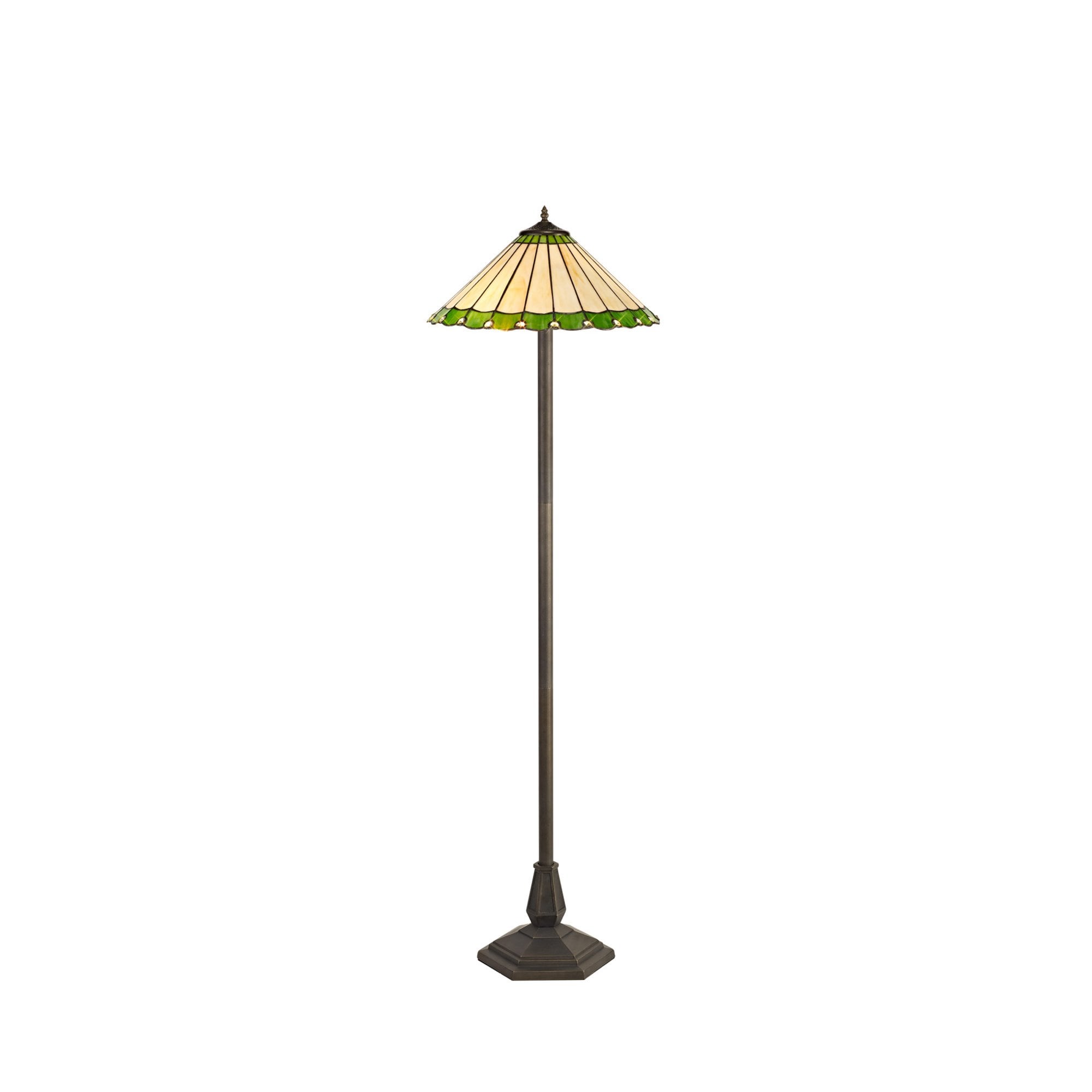 Fabula Amberley 2 Light Octagonal Floor Lamp - 40cm Tiffany Shade - Green & Cream