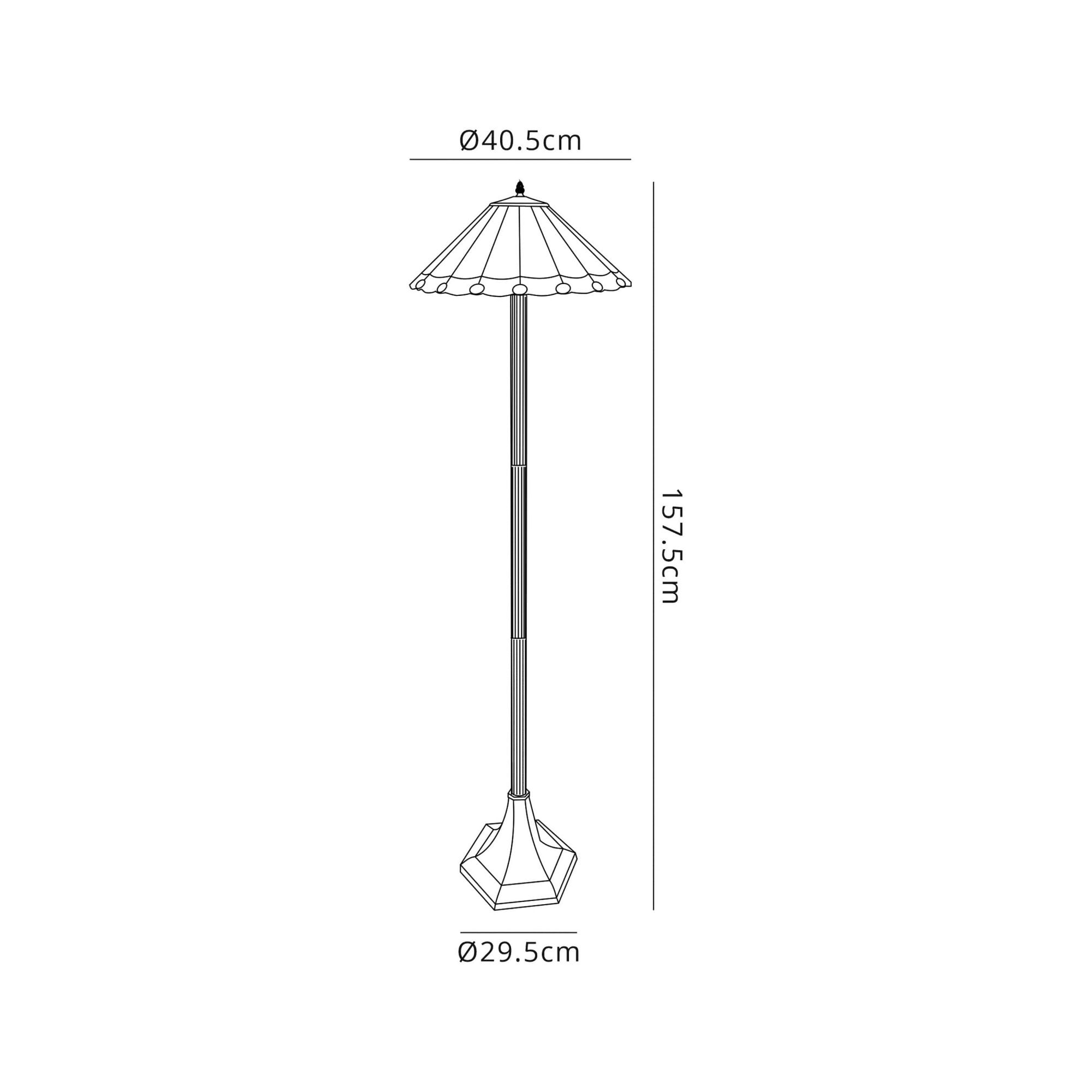Fabula Amberley 2 Light Octagonal Floor Lamp - 40cm Tiffany Shade - Green & Cream