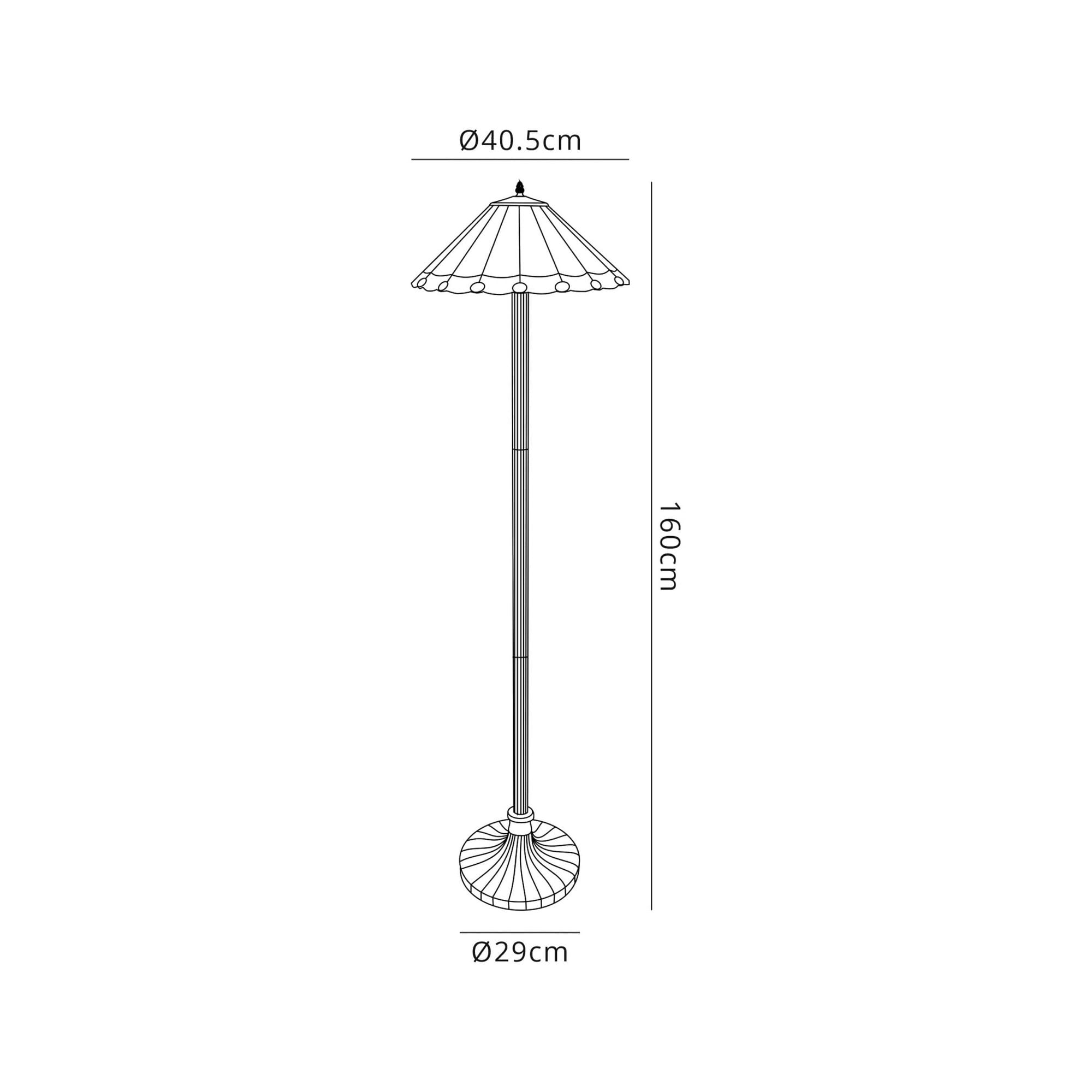 Fabula Amberley 2 Light Stepped Design Floor Lamp - 40cm Tiffany Shade - Amber & Cream