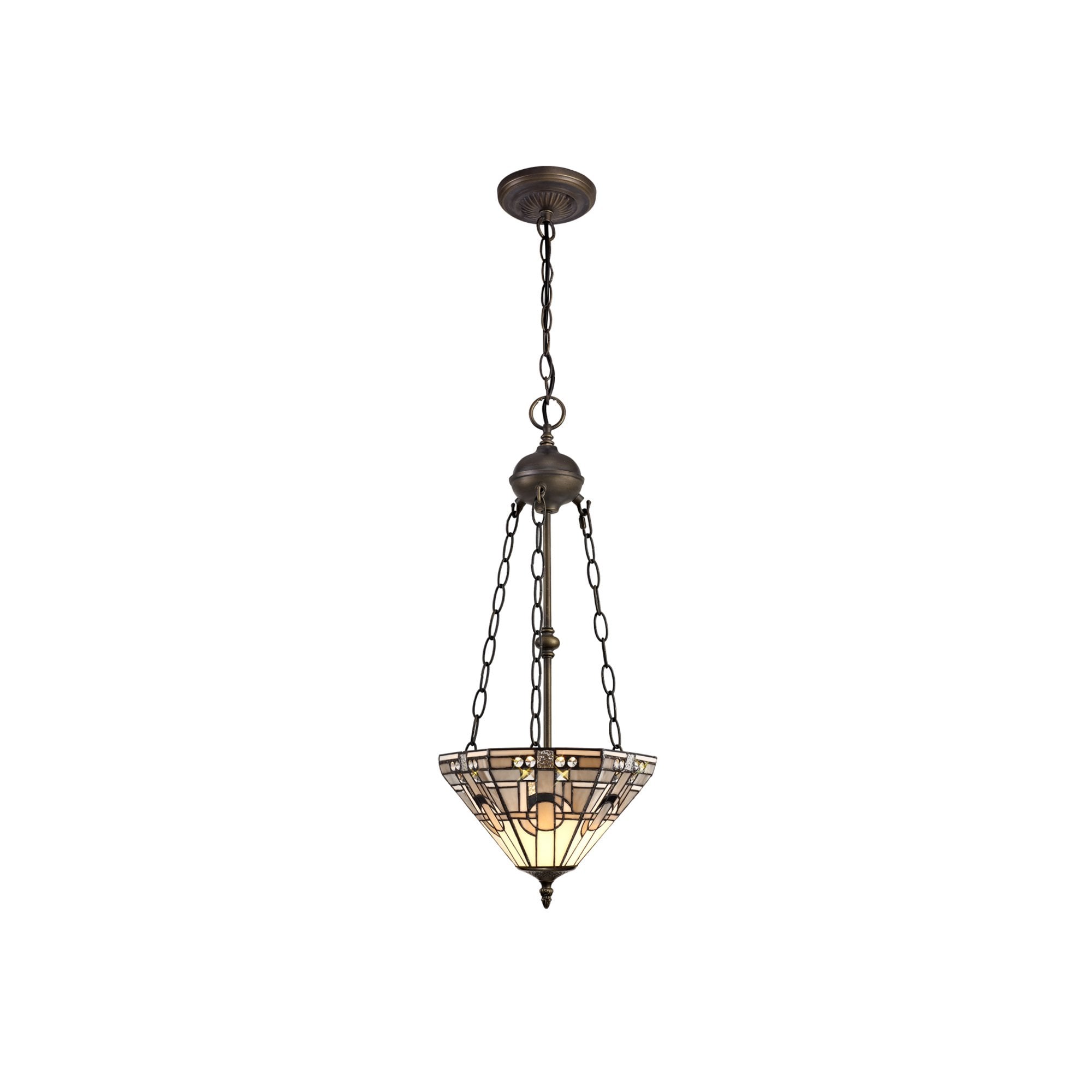 Fabula Cranbourne 2 Light Uplighter Pendant - 30cm Tiffany Shade - Grey