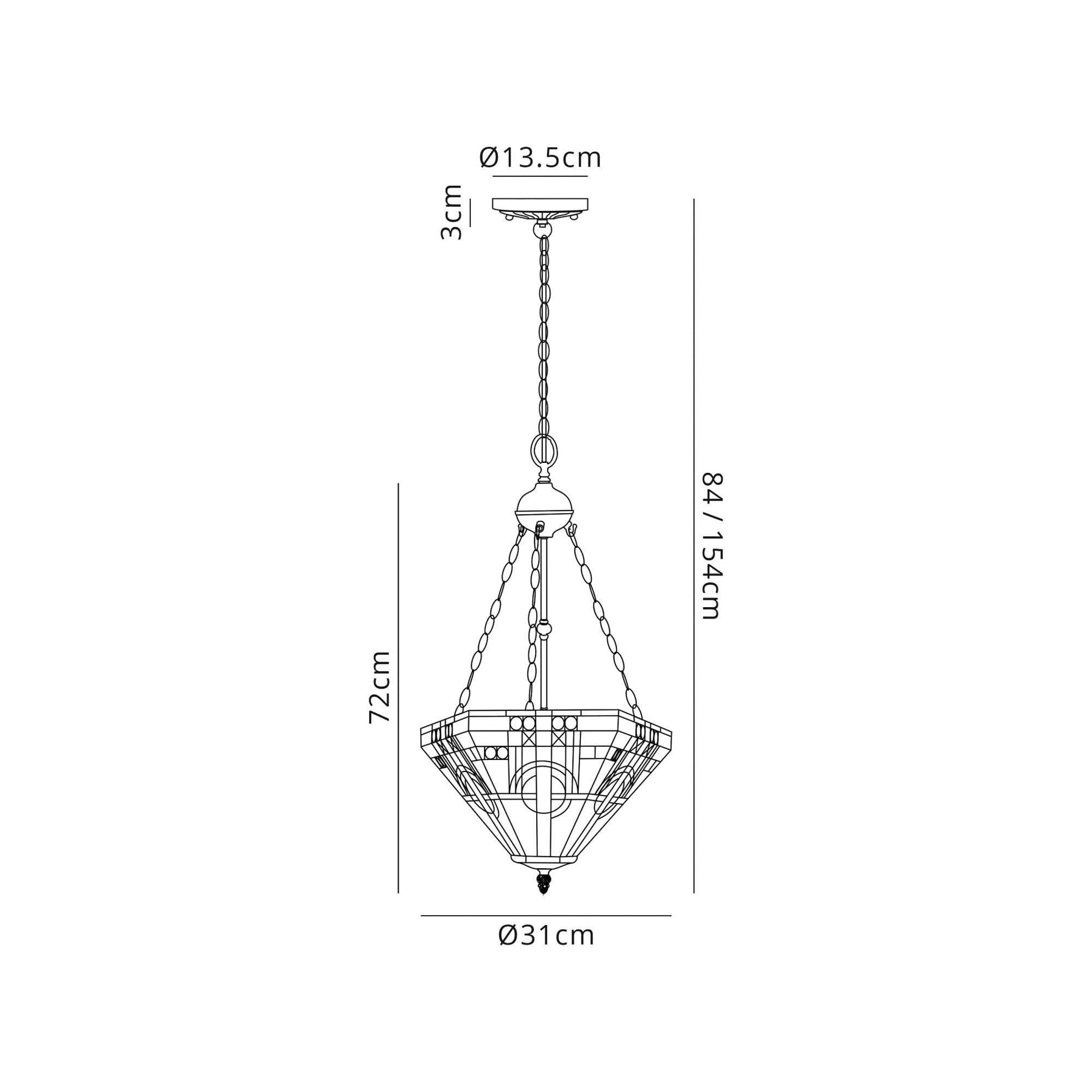 Fabula Cranbourne 2 Light Uplighter Pendant - 30cm Tiffany Shade - Grey