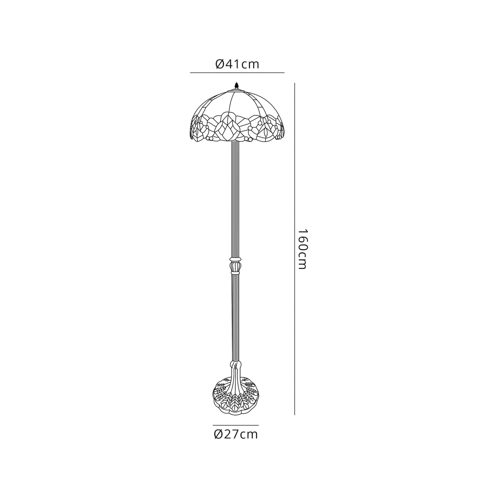 Fabula Newmans 2 Light Leaf Design Floor Lamp - 40cm Tiffany Shade - Blue