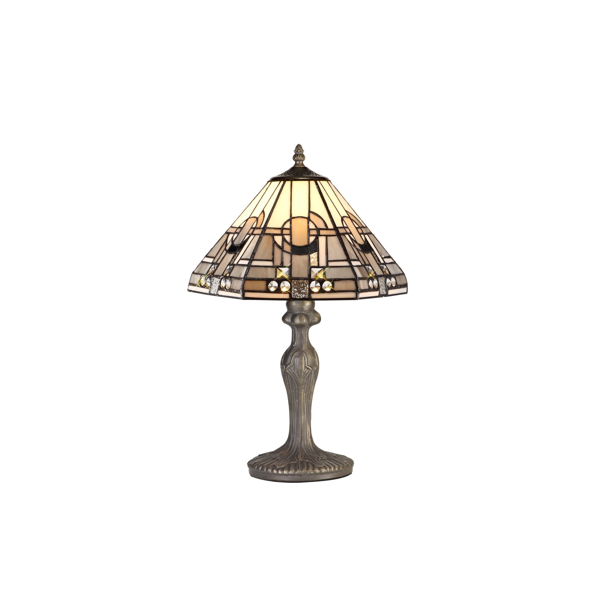 Fabula Cranbourne Single Curved Table Lamp - 30cm Tiffany Shade - Grey