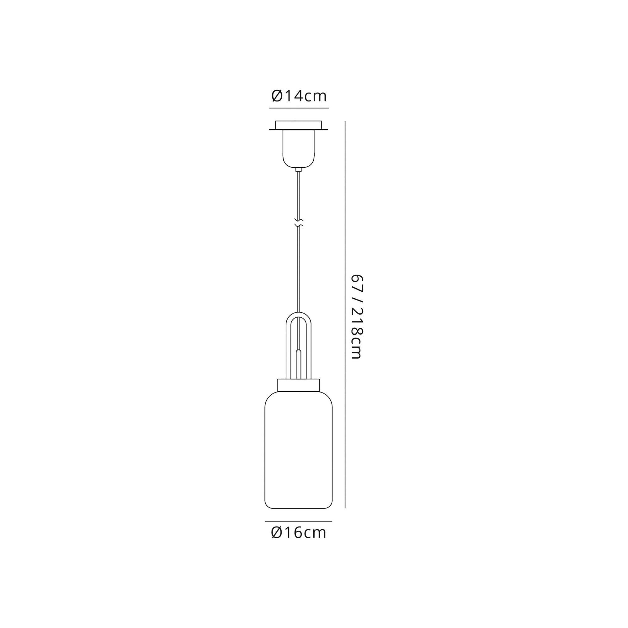 Fabula Springfield Single Pendant - 16cm Cylinder Glass Shade - Black Chrome & Smoked Fade Glass