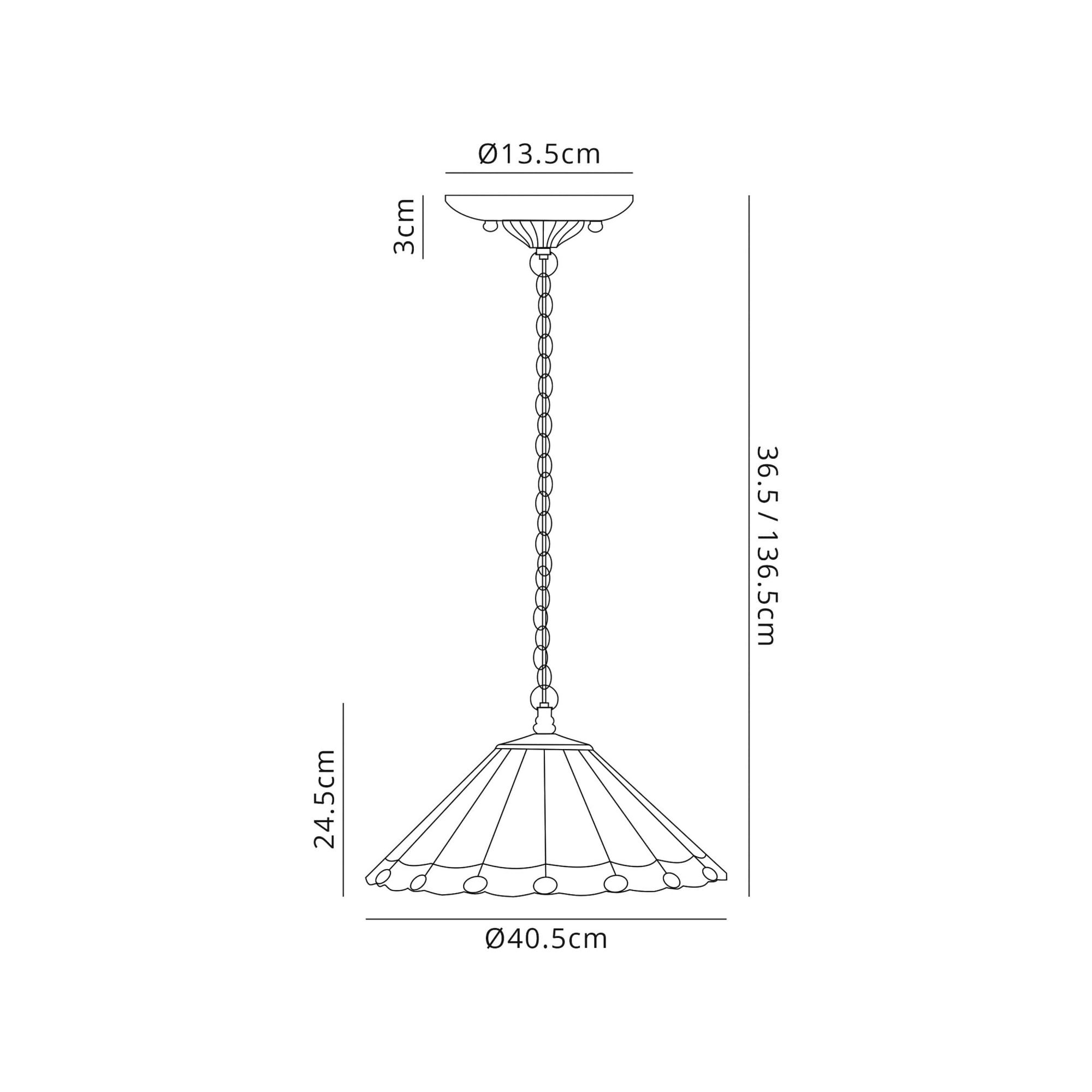 Fabula Amberley 3 Light Downlighter Pendant - 40cm Tiffany Shade - Blue & Cream