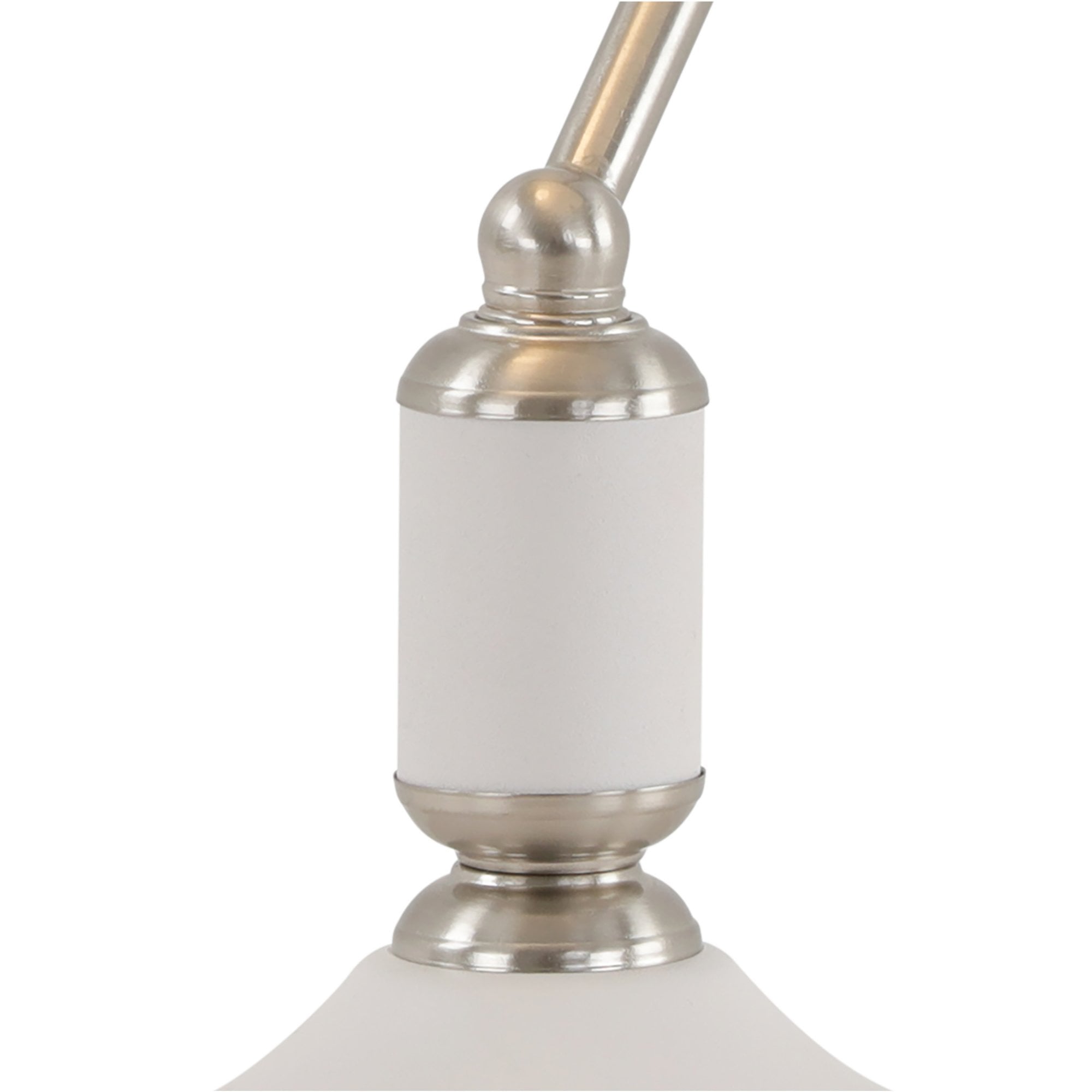 Fabula Forest Single Bankers Table Lamp - Satin Nickel & Sand White