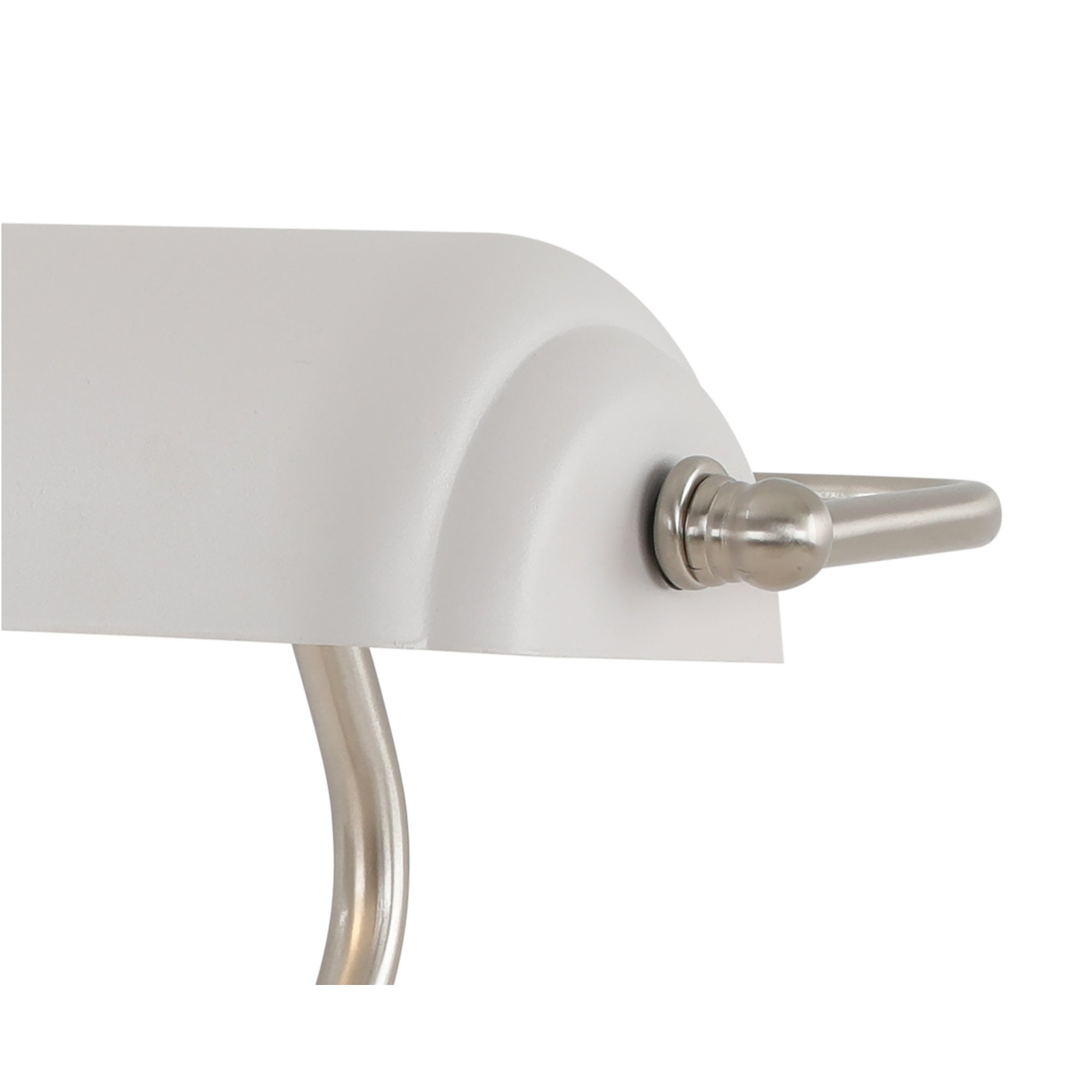 Fabula Forest Single Bankers Table Lamp - Satin Nickel & Sand White