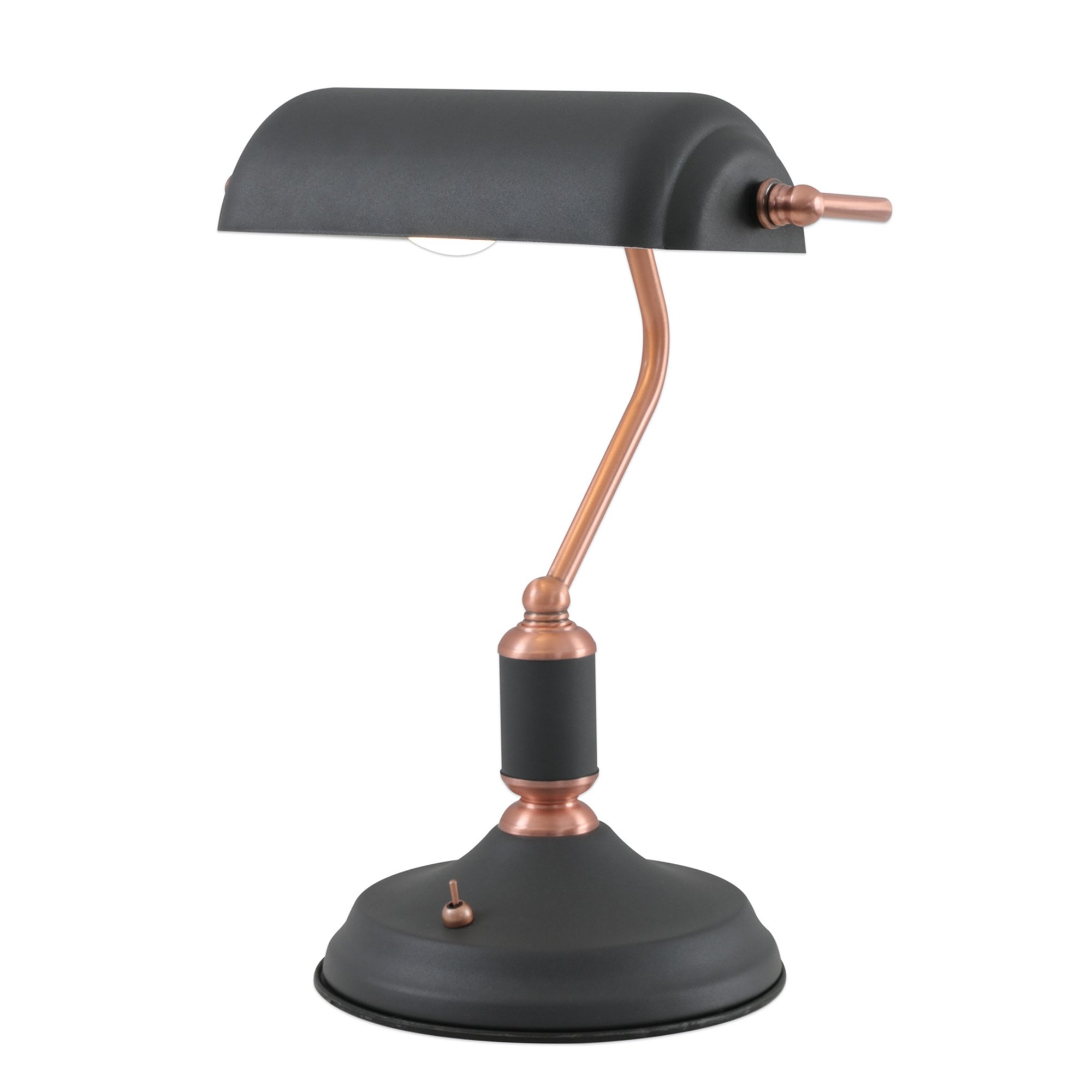 Fabula Forest Single Bankers Table Lamp - Graphite & Copper
