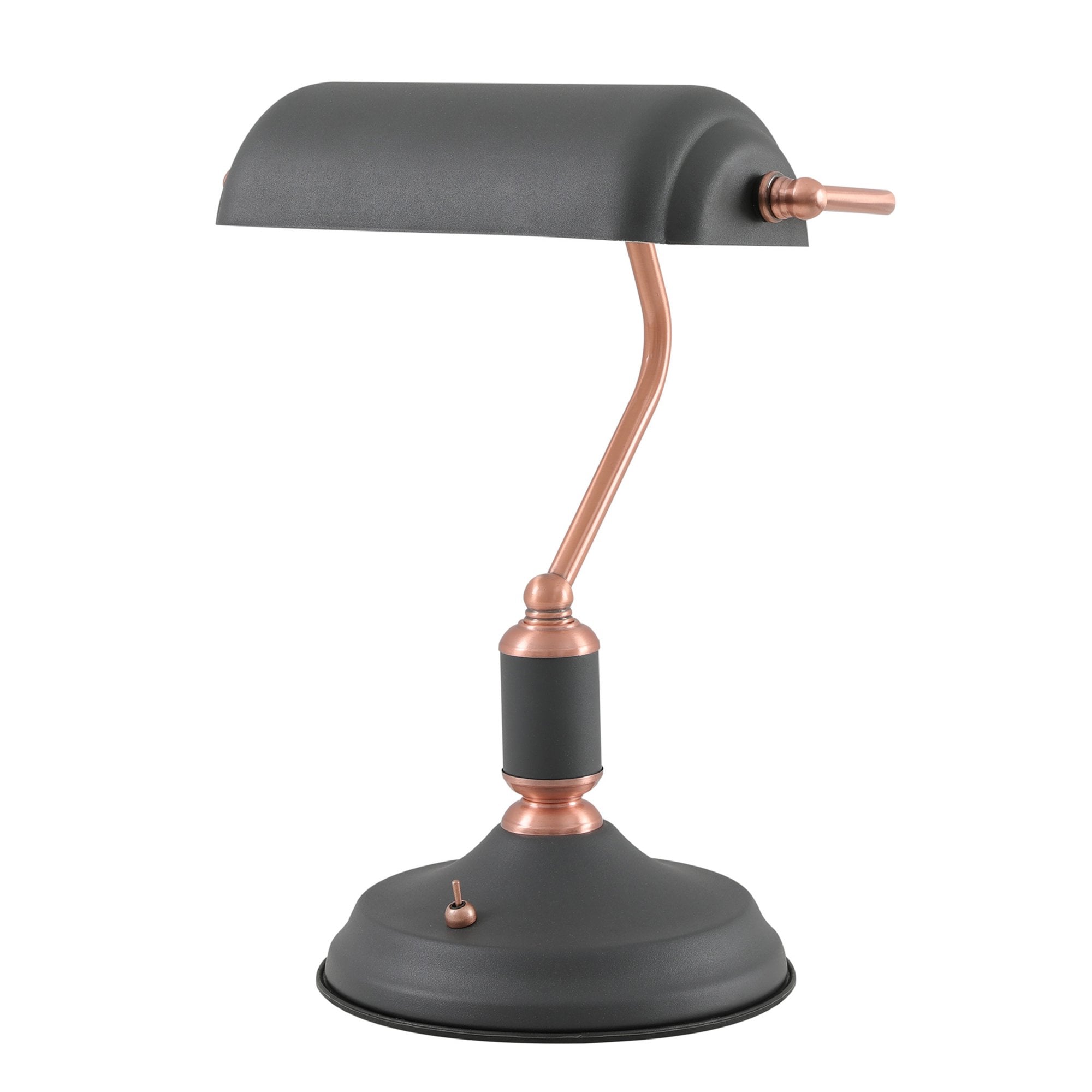 Fabula Forest Single Bankers Table Lamp - Graphite & Copper