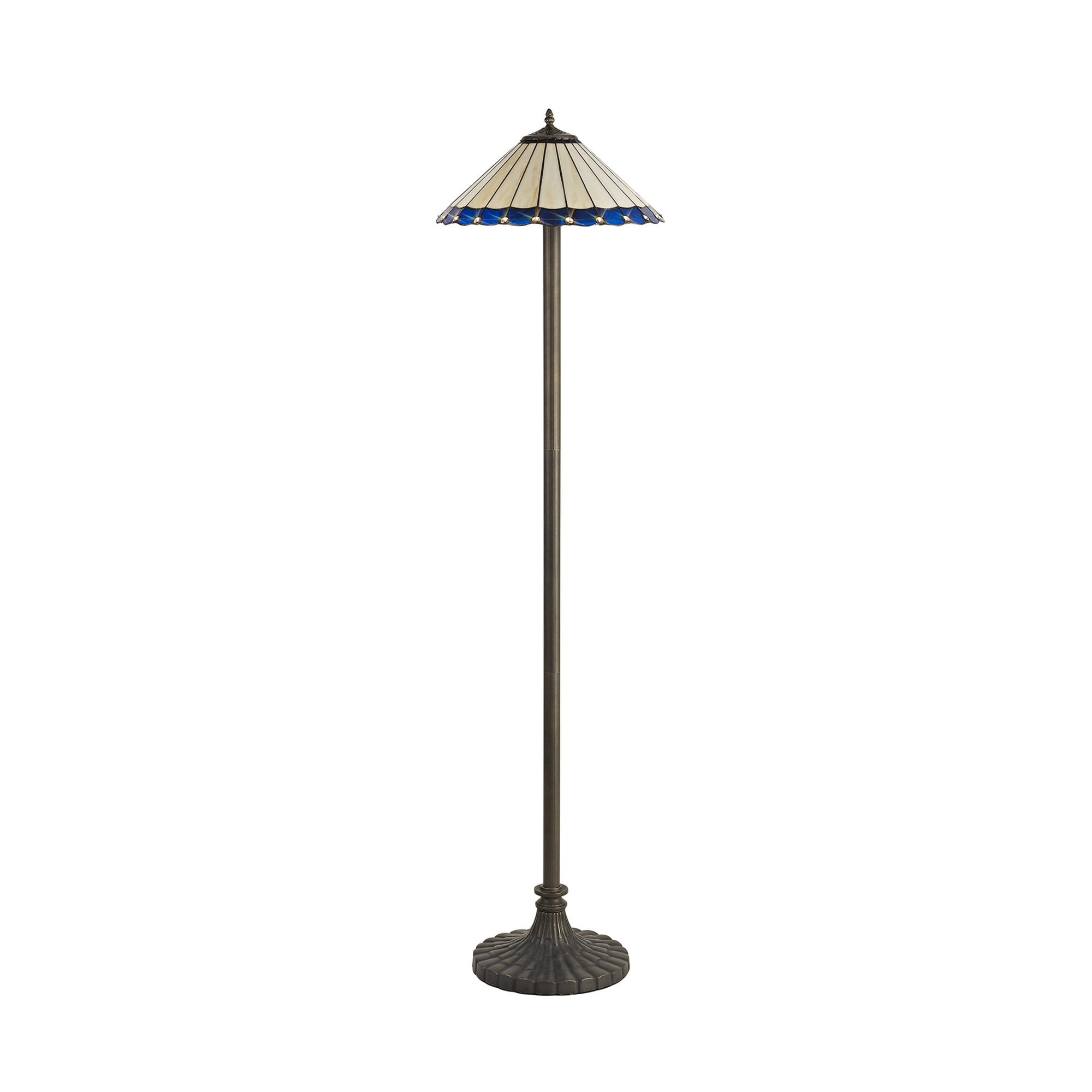 Fabula Amberley 2 Light Stepped Design Floor Lamp - 40cm Tiffany Shade - Blue & Cream