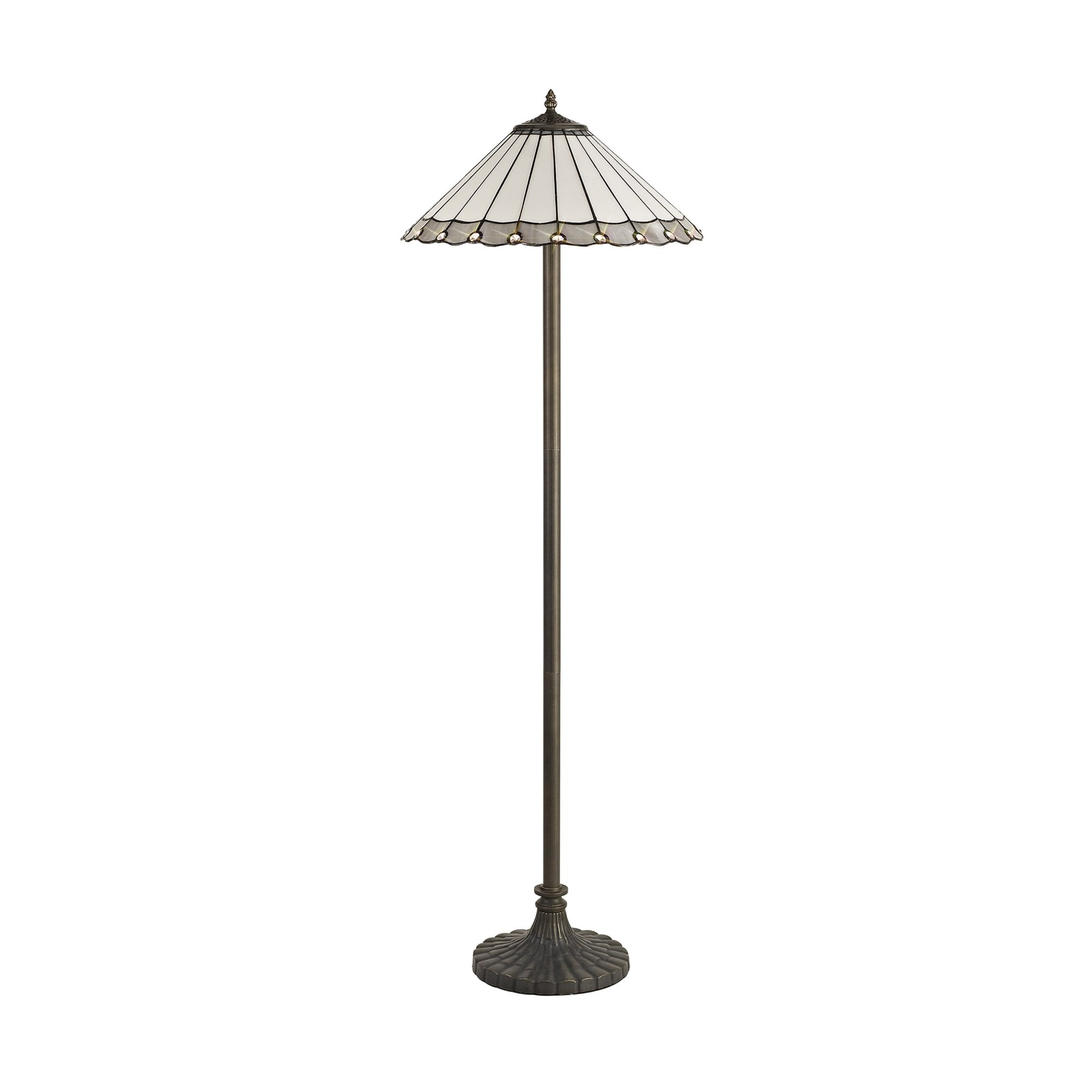 Fabula Amberley 2 Light Stepped Design Floor Lamp - 40cm Tiffany Shade - Grey & Cream