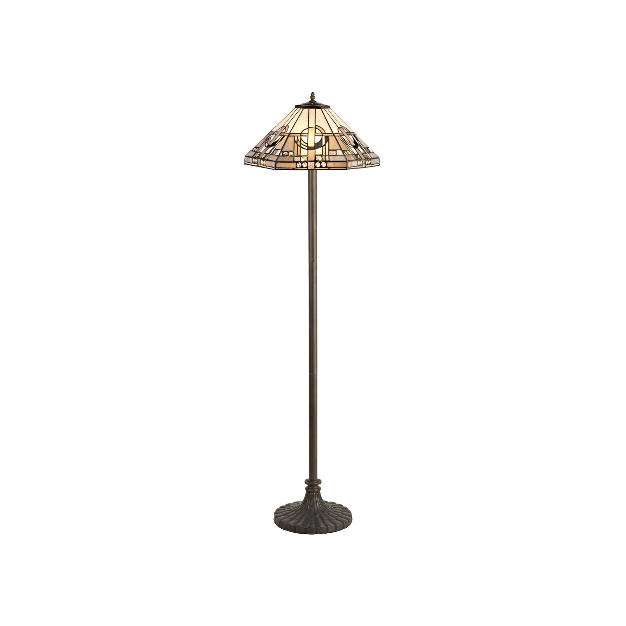 Fabula Cranbourne 2 Light Stepped Design Floor Lamp - 40cm Tiffany Shade - Grey
