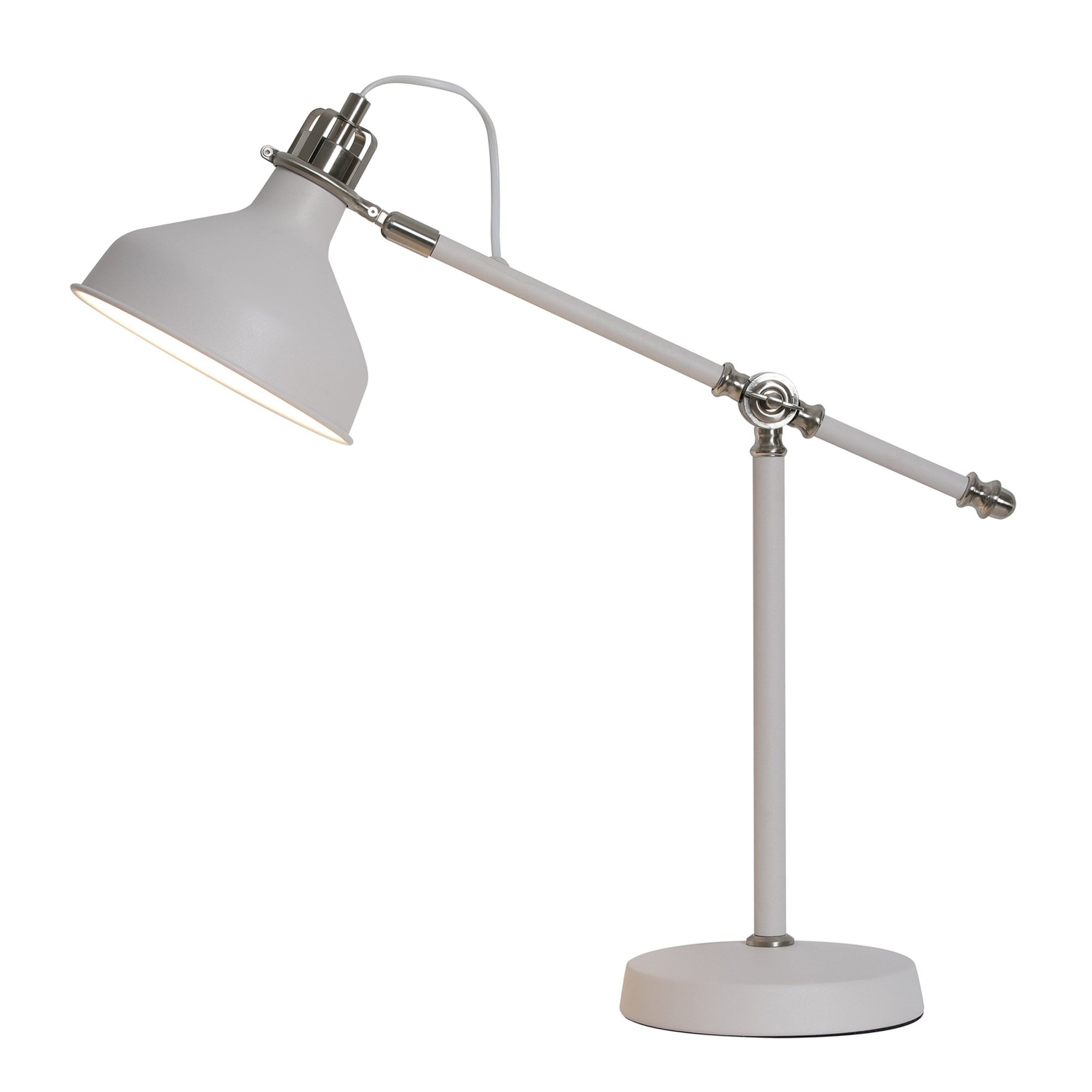 Fabula Forest Single Adjustable Table Lamp - Sand White & Satin Nickel