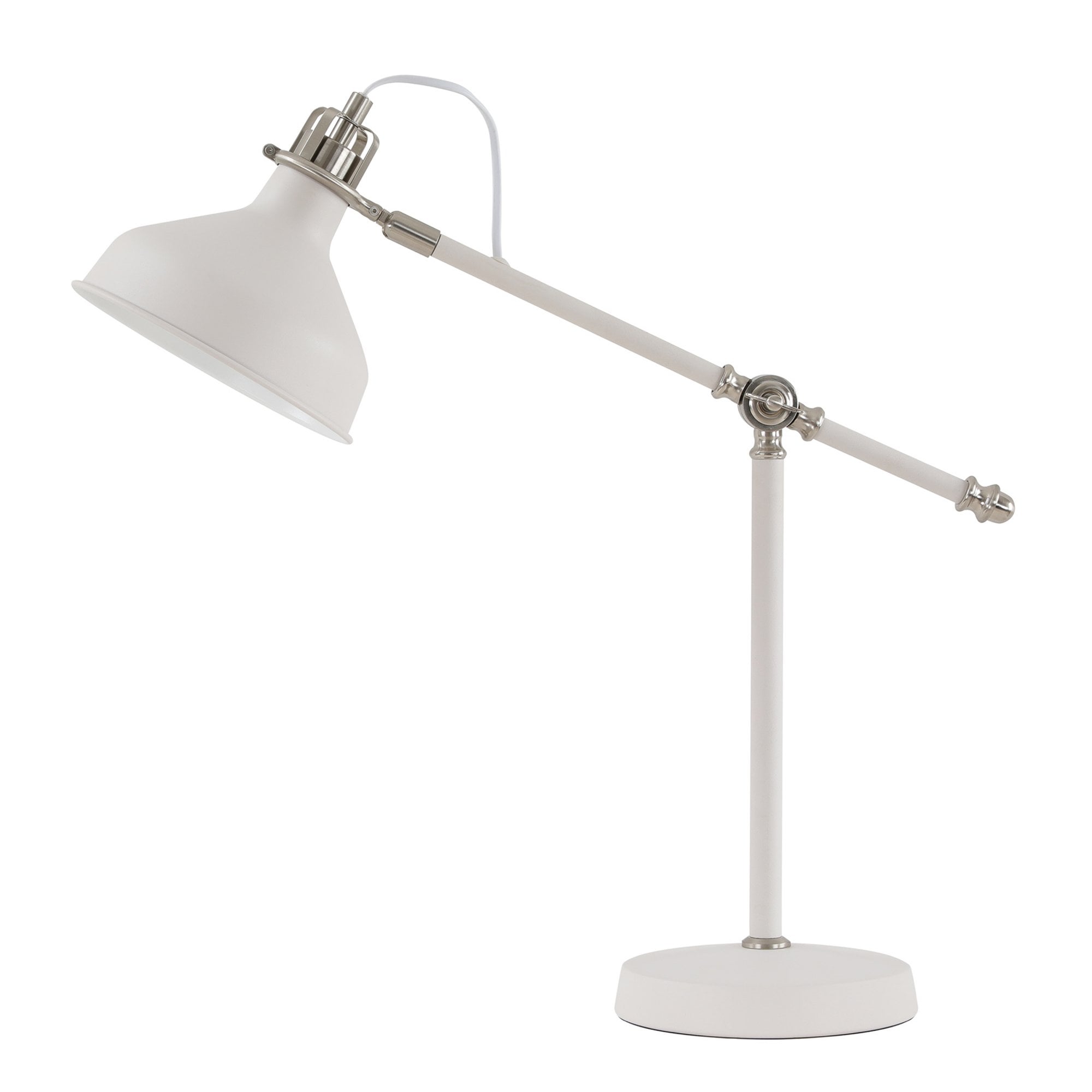 Fabula Forest Single Adjustable Table Lamp - Sand White & Satin Nickel