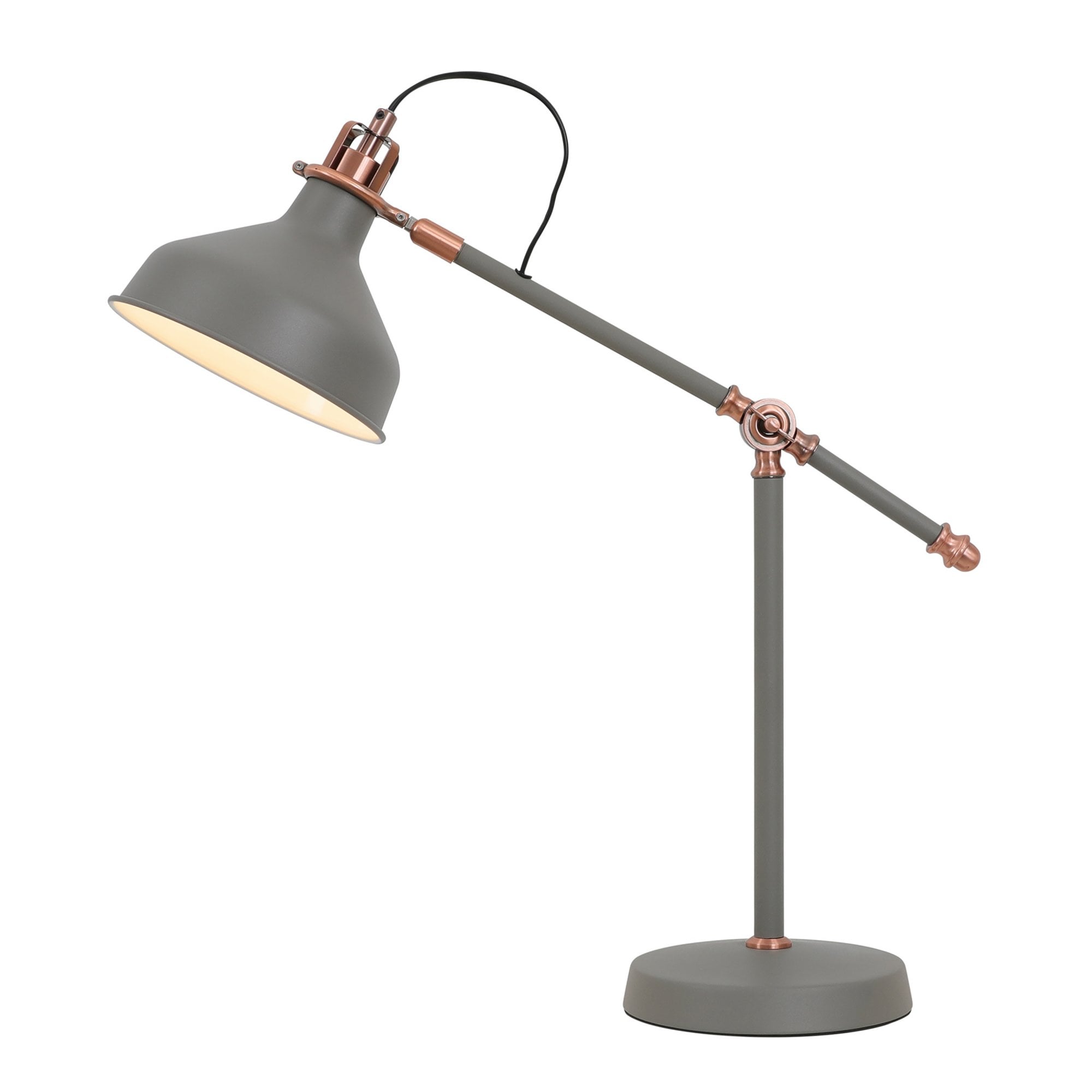 Fabula Forest Single Adjustable Table Lamp - Sand Grey & Copper