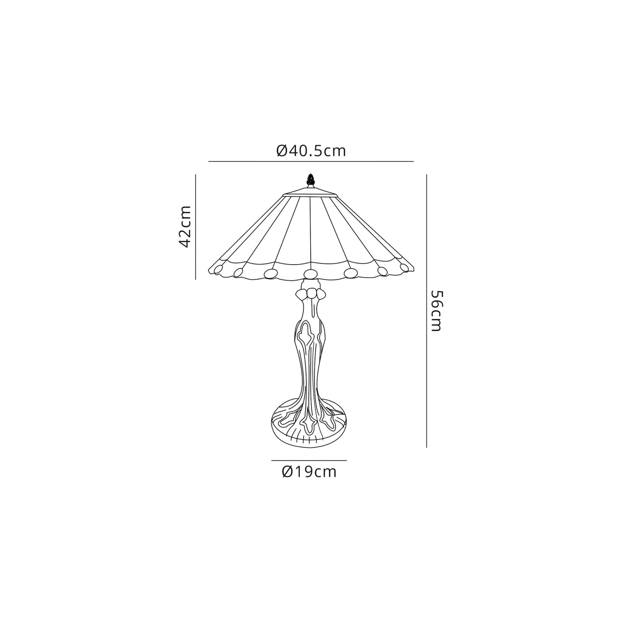 Fabula Amberley 2 Light Curved Table Lamp - 40cm Tiffany Shade - Grey & Cream