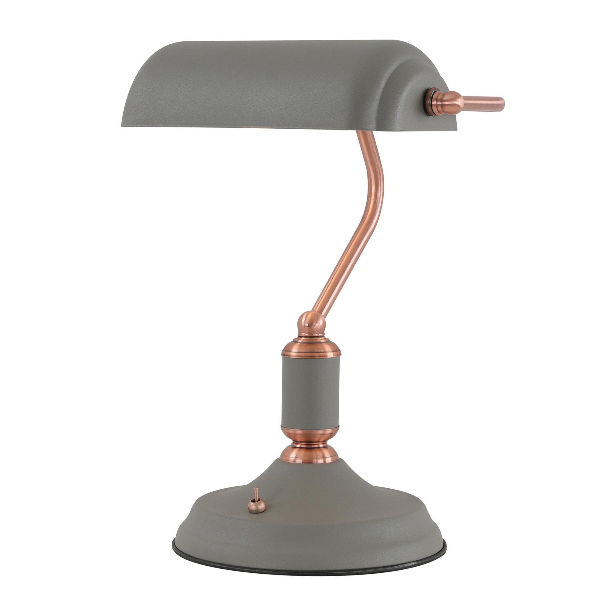 Fabula Forest Single Bankers Table Lamp - Sand Grey & Copper